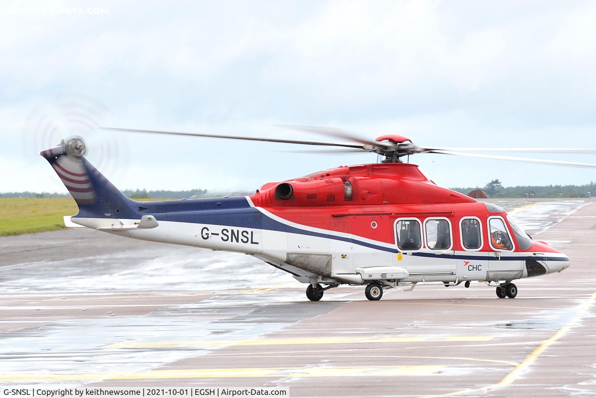 G-SNSL, 2013 AgustaWestland AW-139 C/N 31511, Leaving Norwich for Humberside, formerly PH-EUJ.