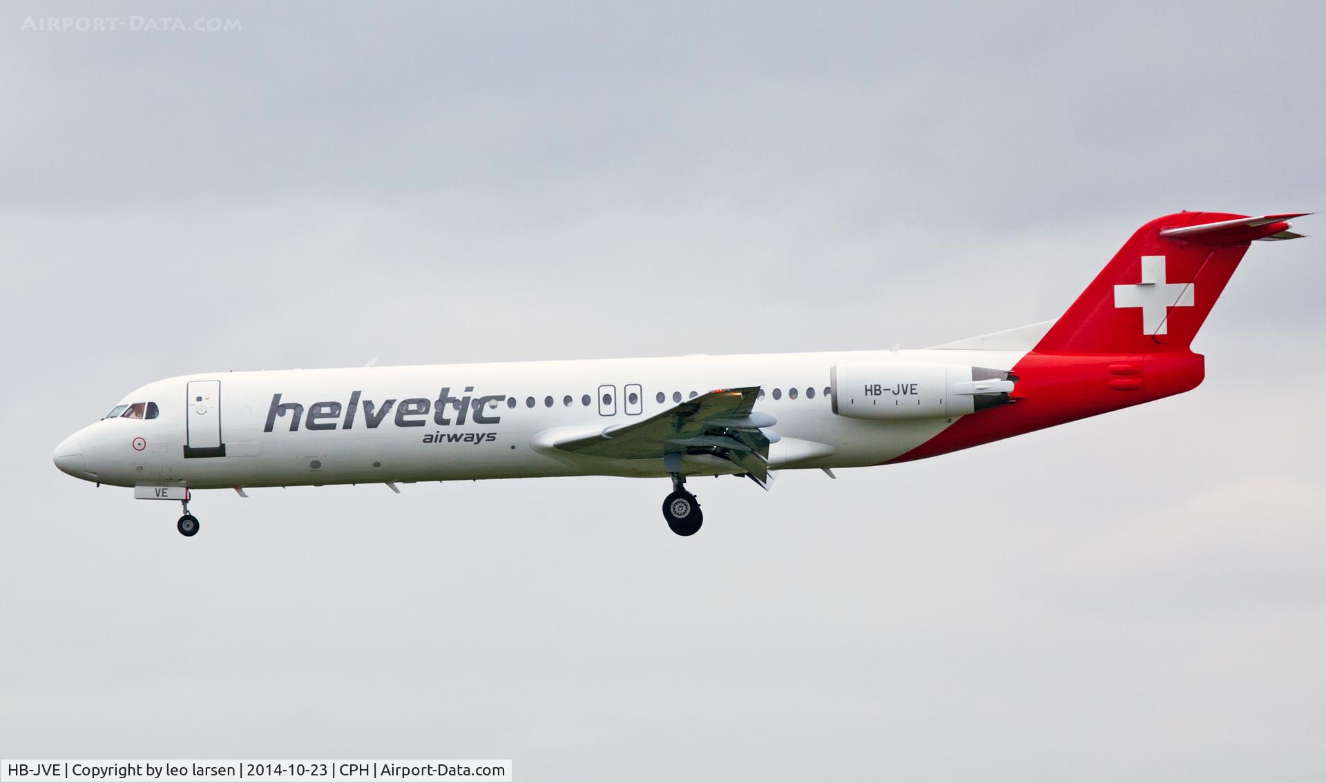 HB-JVE, 1993 Fokker 100 (F-28-0100) C/N 11459, Copenhagen 23.10.2014
