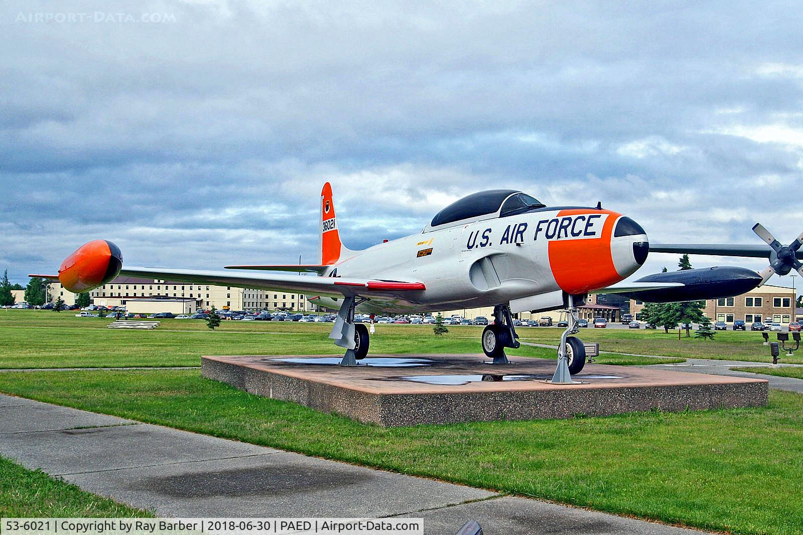 53-6021, 1953 Lockheed T-33A Shooting Star C/N 580-9553, 53-6021   (36021) Lockheed T-33A Shooting Star [580-9553] (United States Air Force /  Elmendorf Heritage Park) Elmendorf AFB~N 30/06/2018