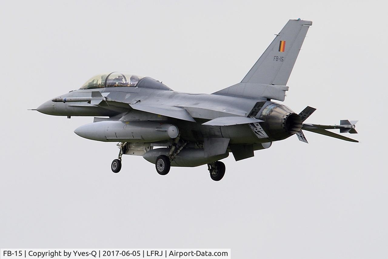 FB-15, General Dynamics F-16BM Fighting Falcon C/N 6J-15, General Dynamics F-16BM Fighting Falcon, On final rwy 26, Landivisiau Naval Air Base (LFRJ) Tiger Meet 2017