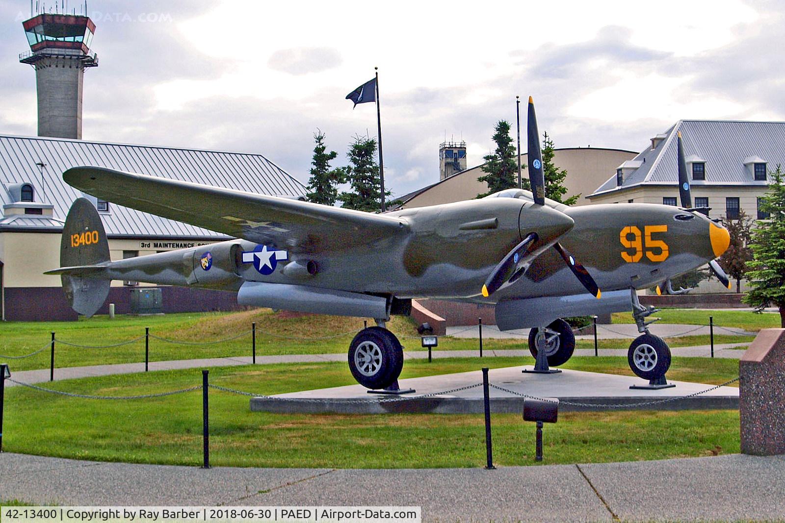 42-13400, 1944 Lockheed P-38L (F-5G) C/N 222-7834, 42-13400   (13400) Lockheed P-38G Lightning [222-7834] (United States Air Force /  Elmendorf Heritage Park) Elmendorf AFB~N 30/06/2018