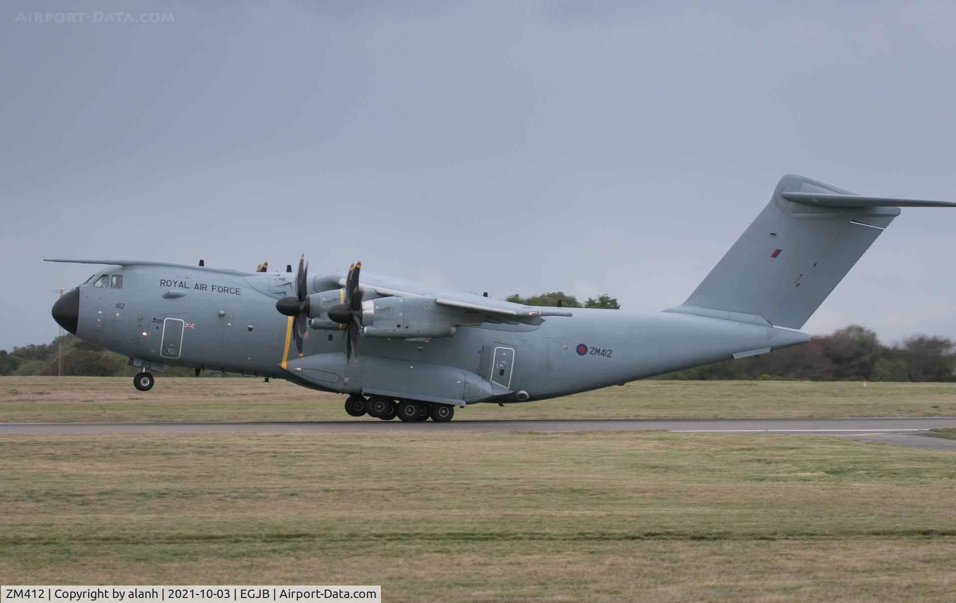 ZM412, 2016 Airbus A400M-180 Atlas C.1 C/N 042, Departing Guernsey after a night stop
