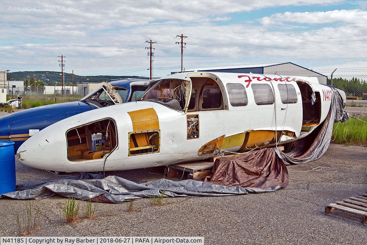 N41185, 1984 Piper PA-31-350 Chieftain C/N 31-8553001, N41185   Piper PA-31-350T-1020 Navajo Chieftain [31-8553001] (Frontier Flying Services) Fairbanks~G 27/06/2018.  Written off Nome AK~N 19-02-2009 fuselage now stored here in Ravn Alaska maintenance area.