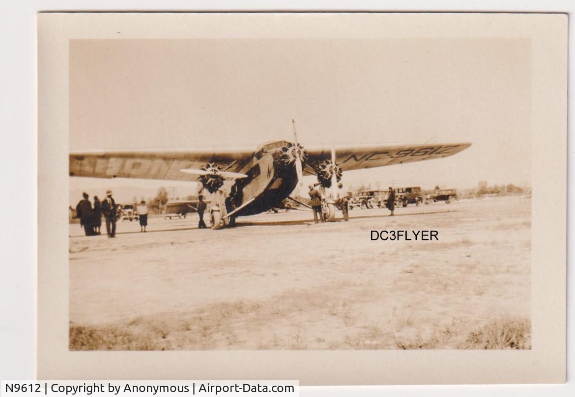 N9612, 1929 Ford 4-AT-E Tri-Motor C/N 55, We inherited this photo from my wife's grandmother. She lived in Kalispell MT in the 20s and 30's N9612 was based in Spokane at the time. I don't know when or where this picture was taken.