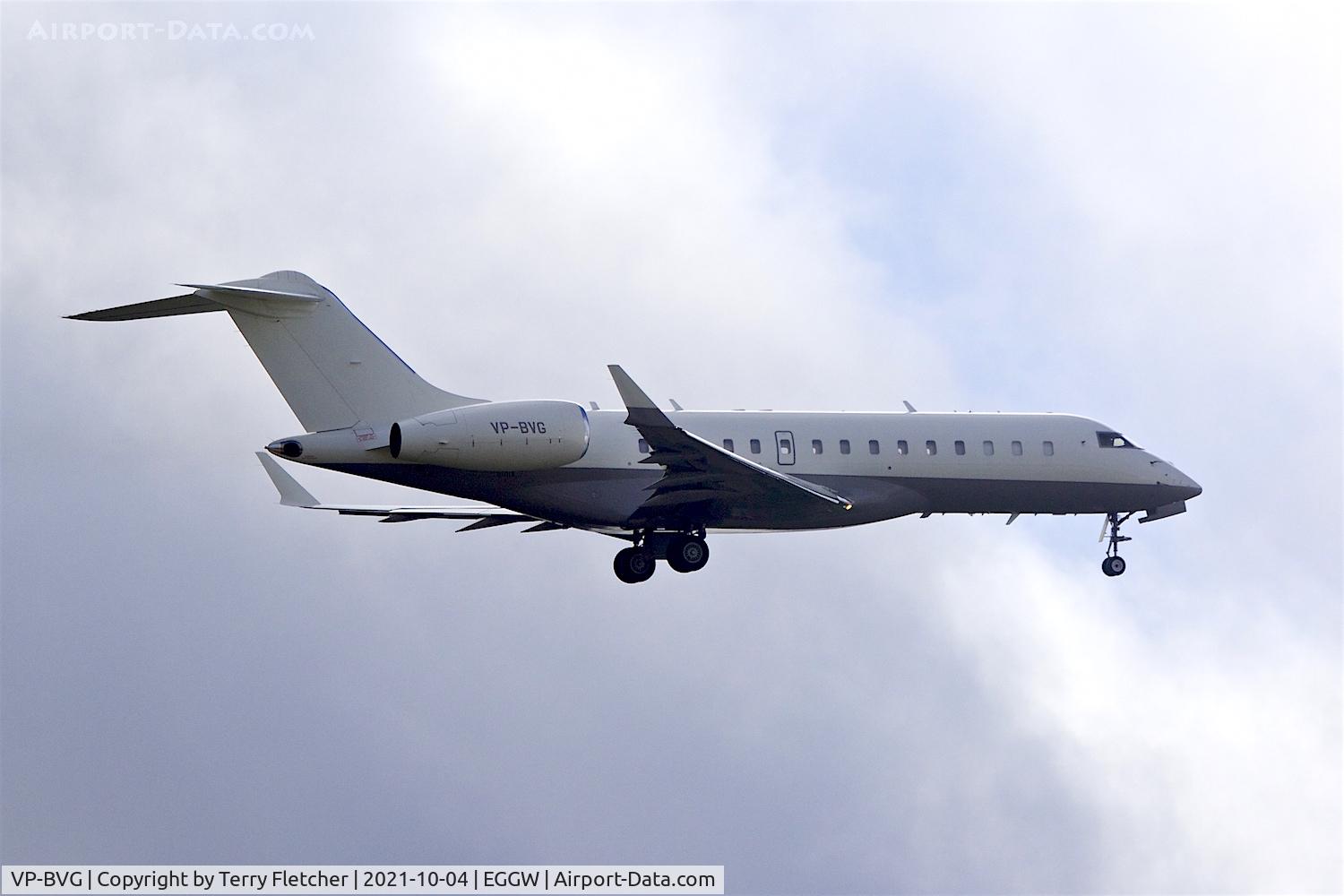 VP-BVG, 2006 Bombardier BD-700-1A10 Global Express XRS C/N 9193, At Luton