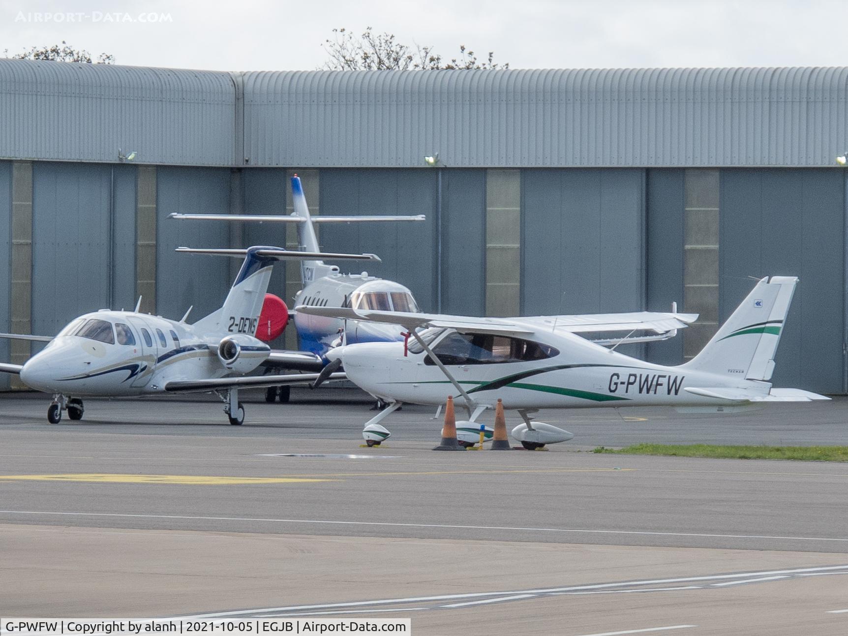G-PWFW, 2019 Tecnam P-2010 C/N 099, Parked outside ASG, Guernsey