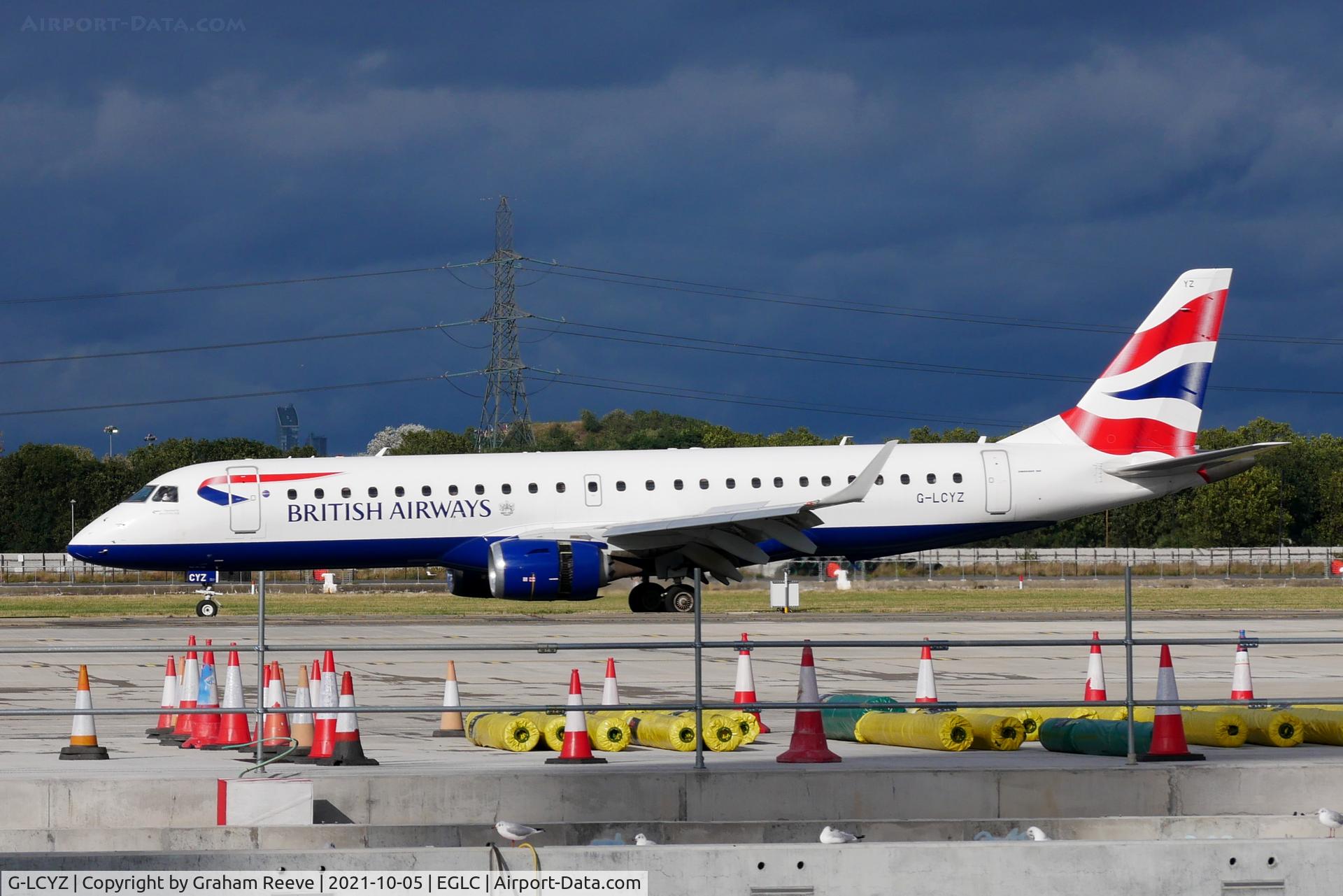 G-LCYZ, 2011 Embraer 190LR (ERJ-190-100LR) C/N 19000404, Just landed at London City Airport.