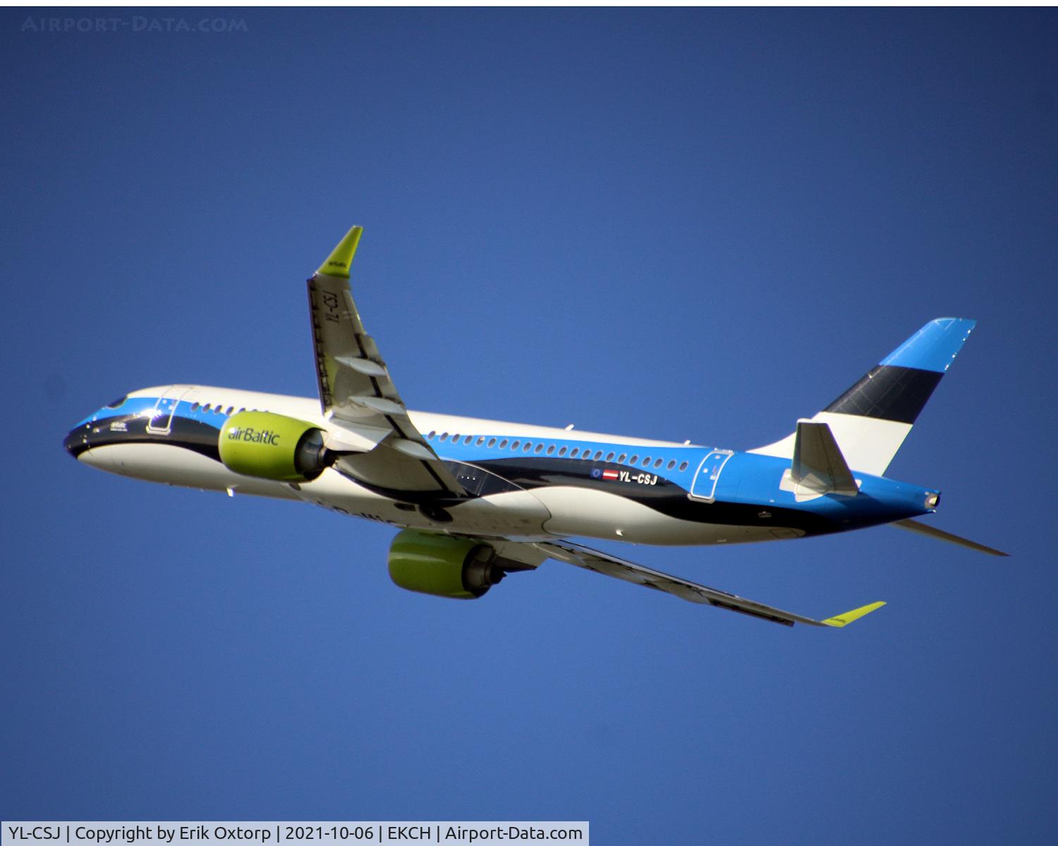 YL-CSJ, 2018 Bombardier CSeries CS300 (BD-500-1A11) C/N 55038, YL-CSJ taking off rw 22R