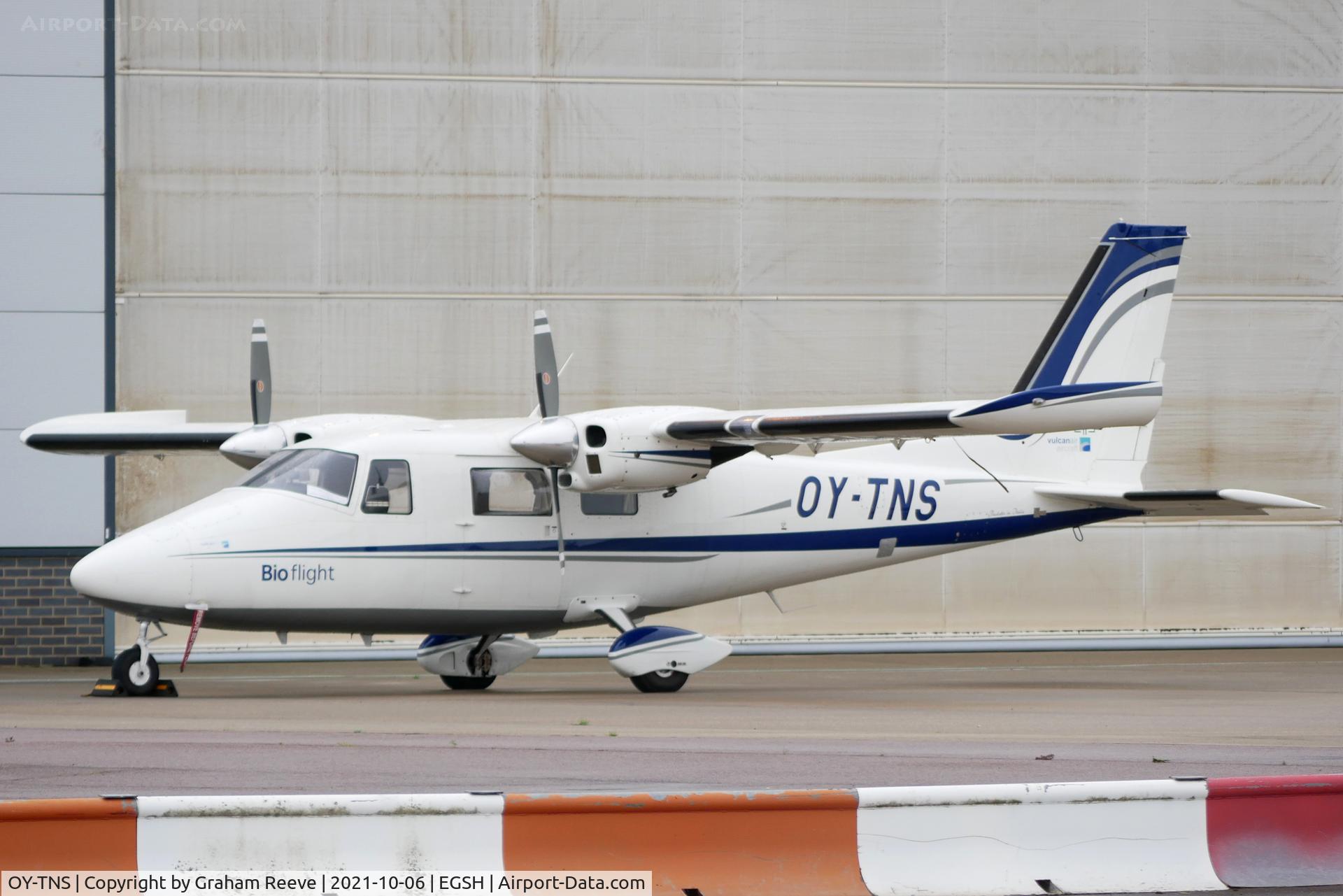 OY-TNS, Vulcanair P-68C C/N 510 / C, Parked at Norwich.