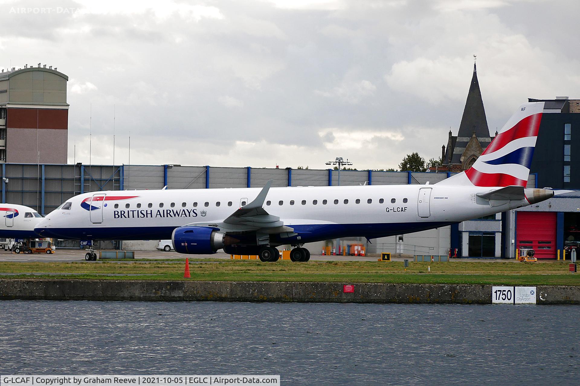 G-LCAF, 2012 Embraer 190LR (ERJ-190-100LR) C/N 19000548, Departing from London City Airport.