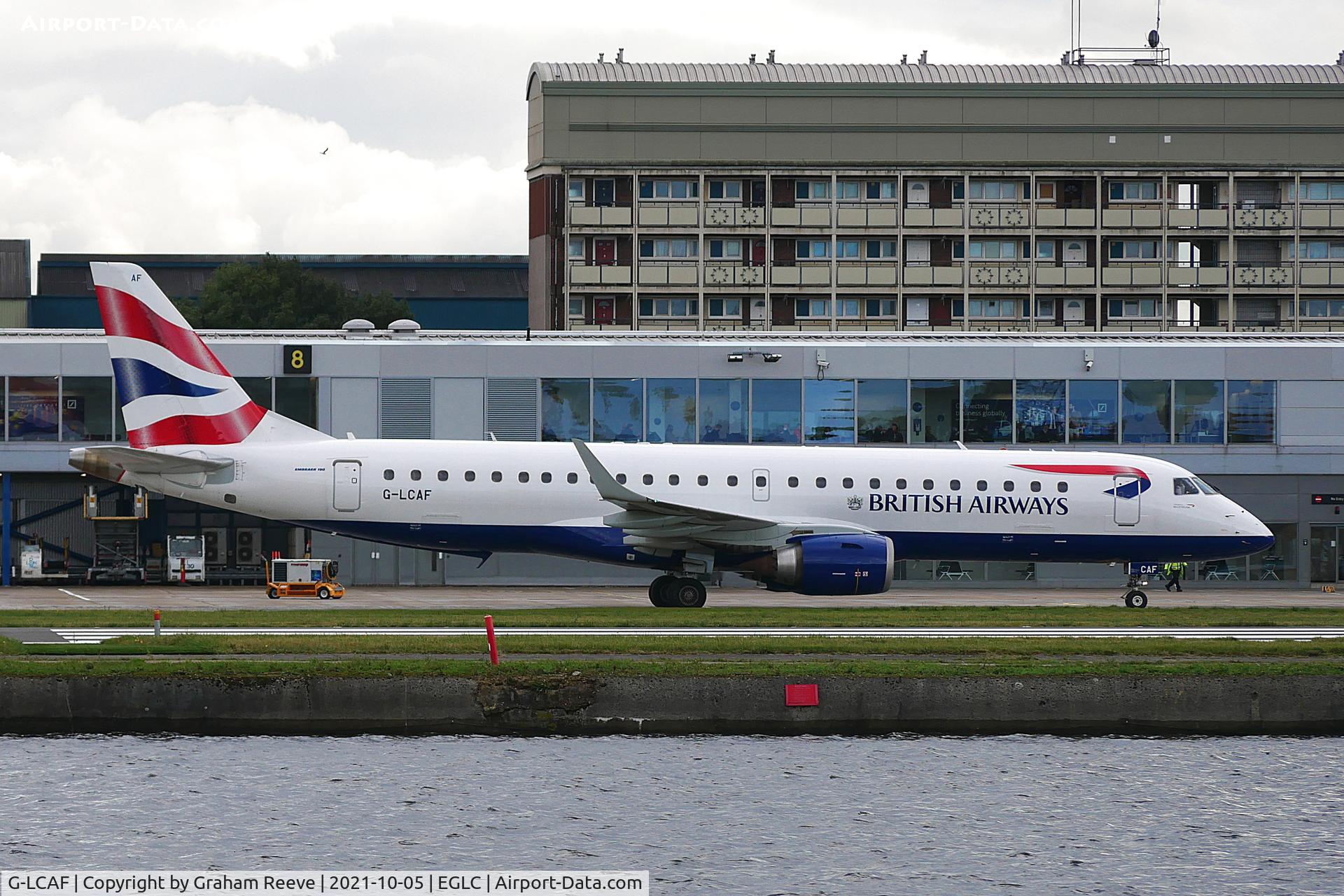 G-LCAF, 2012 Embraer 190LR (ERJ-190-100LR) C/N 19000548, Just landed at London City Airport.