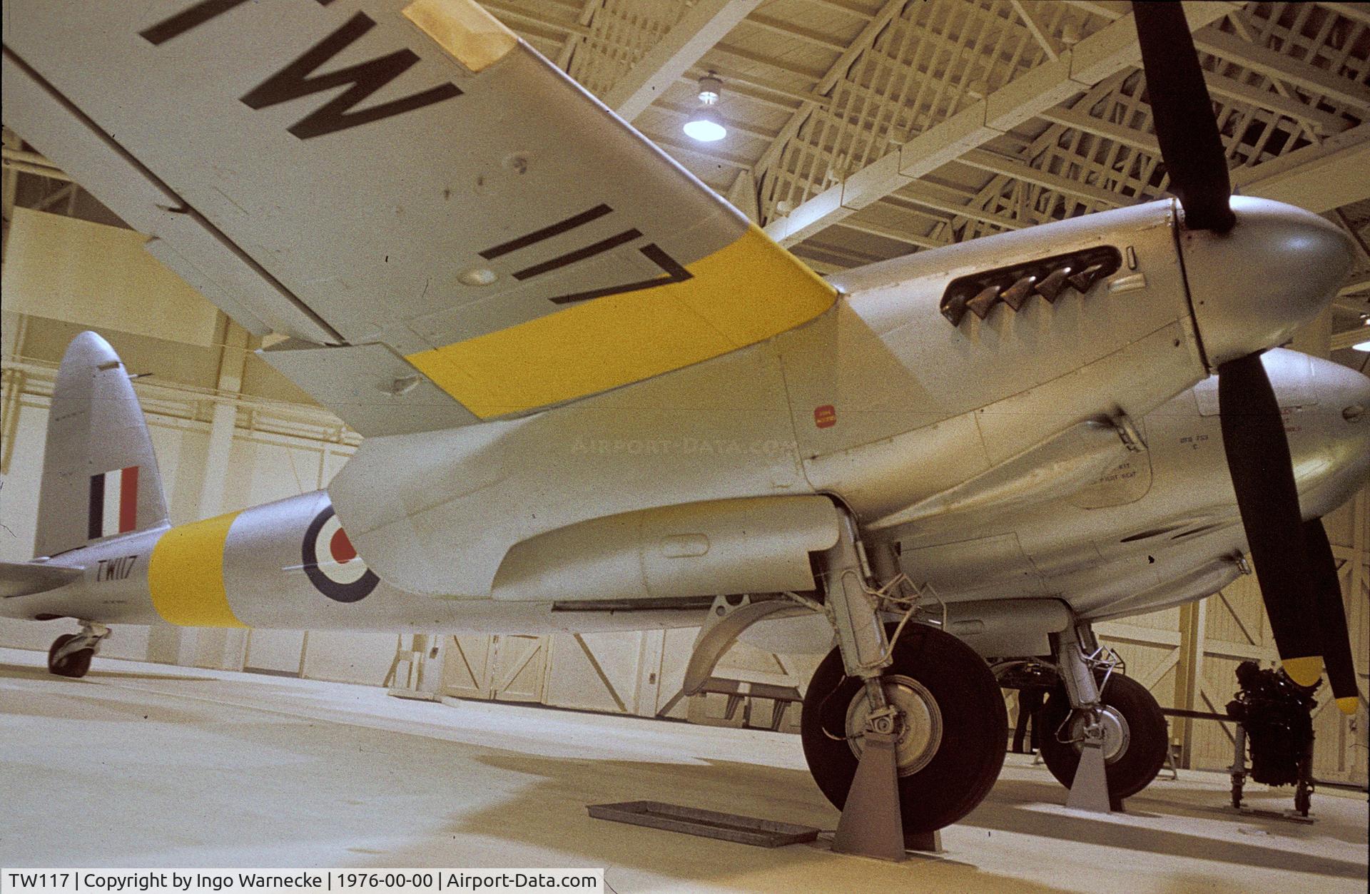 TW117, De Havilland DH.98 Mosquito T III C/N unknown_TW117, De Havilland D.H.98 Mosquito T III at the Royal Air Force Museum, Hendon during the 'Wings of the Eagle' exhibition 1976