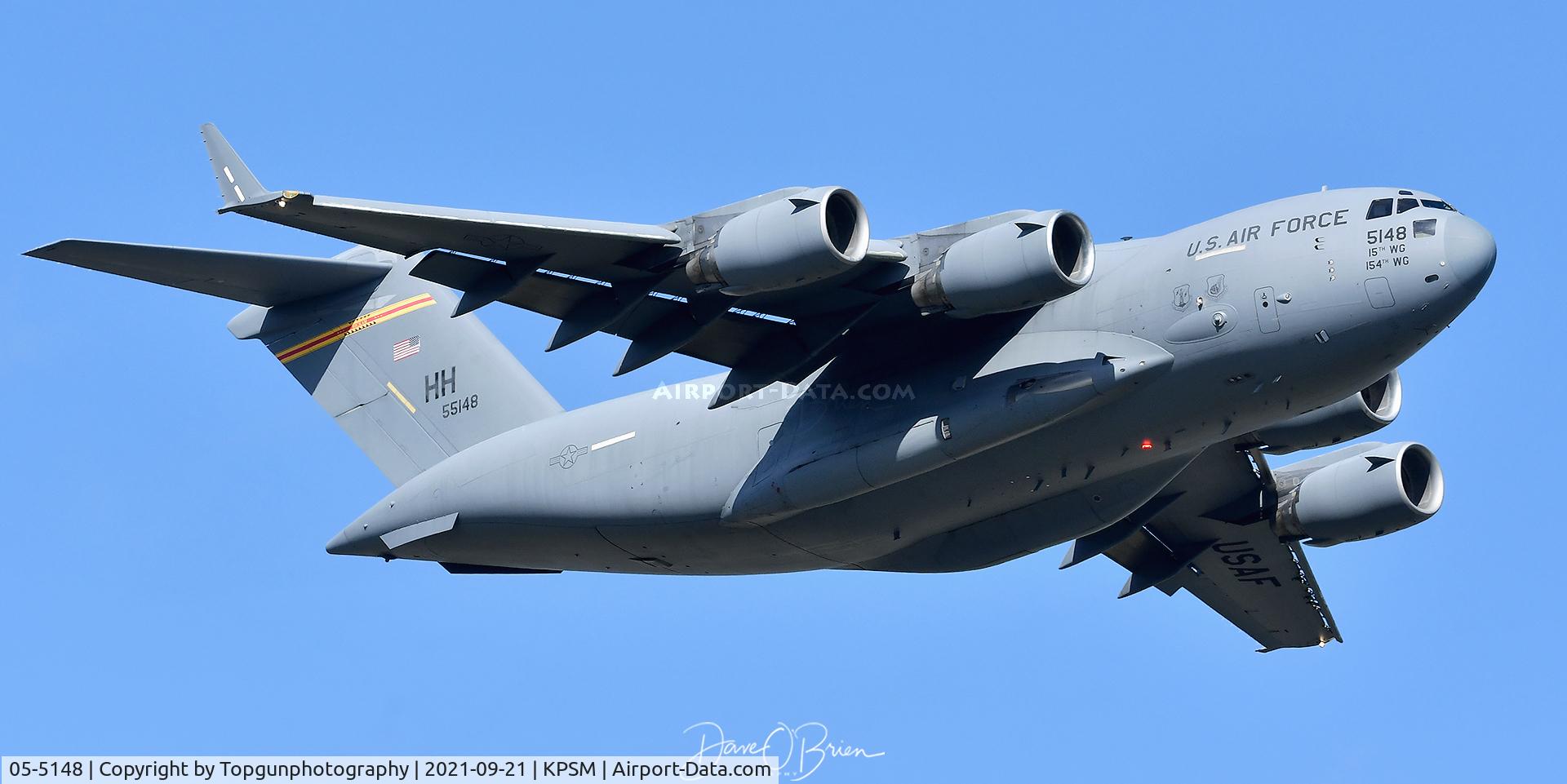 05-5148, 2005 Boeing C-17A Globemaster III C/N P-148, REACH198 heading back to Hickham AFB