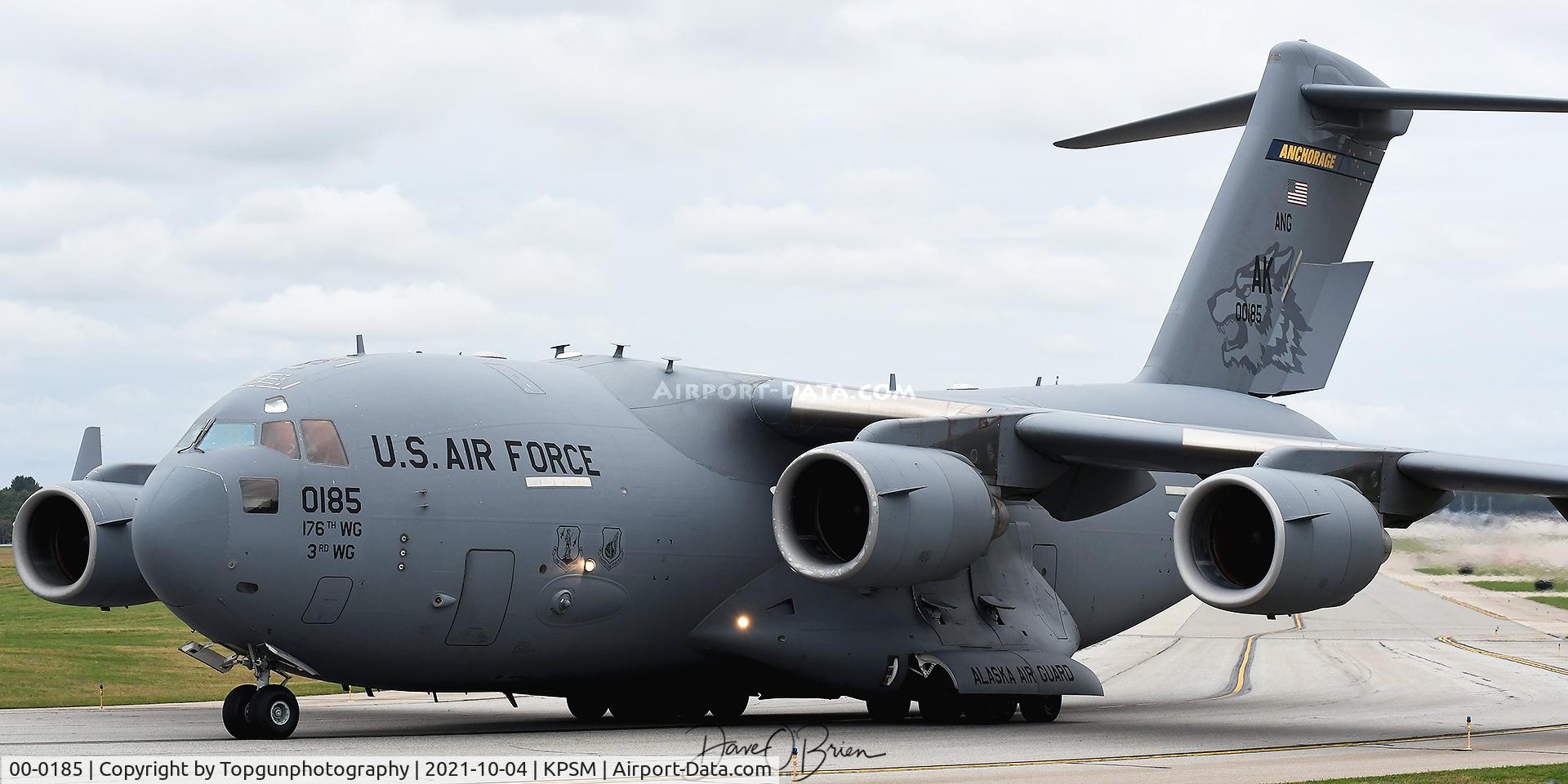 00-0185, 2000 Boeing C-17A Globemaster III C/N 50093/F092, 144th AS out of AK with some killer tail art.