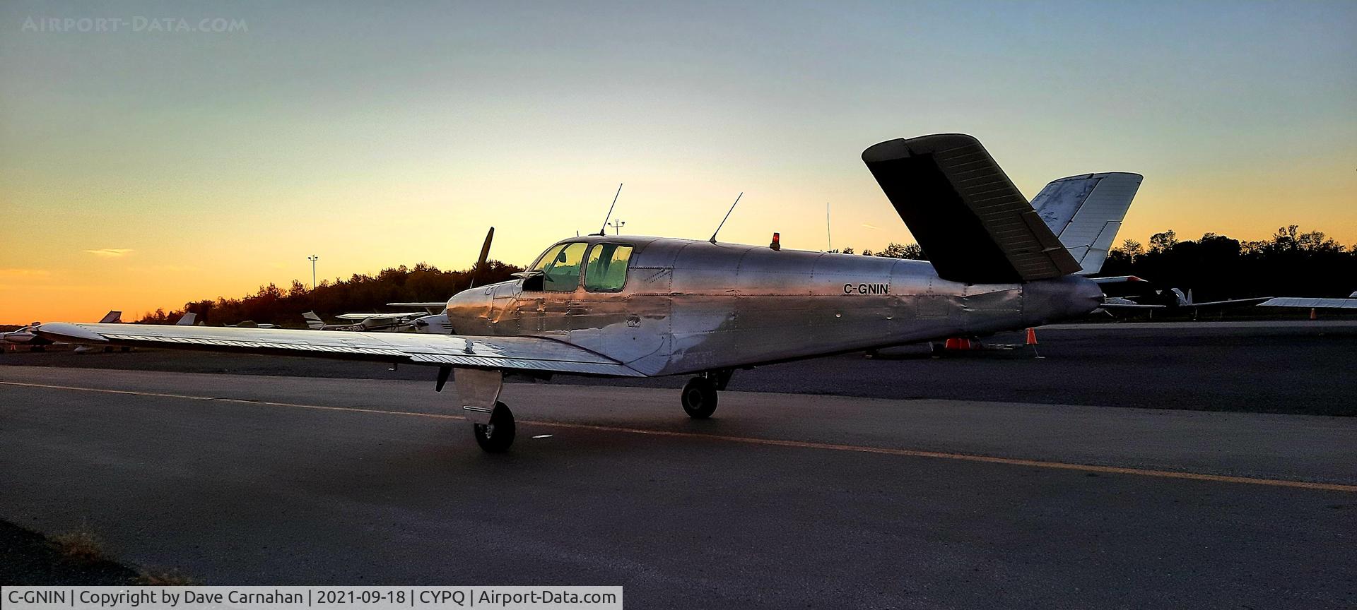 C-GNIN, 1947 Beech 35 Bonanza C/N D-798, 1947 Beech 35 C-GNIN parked on the ramp at Peterborough airport (CYPQ)