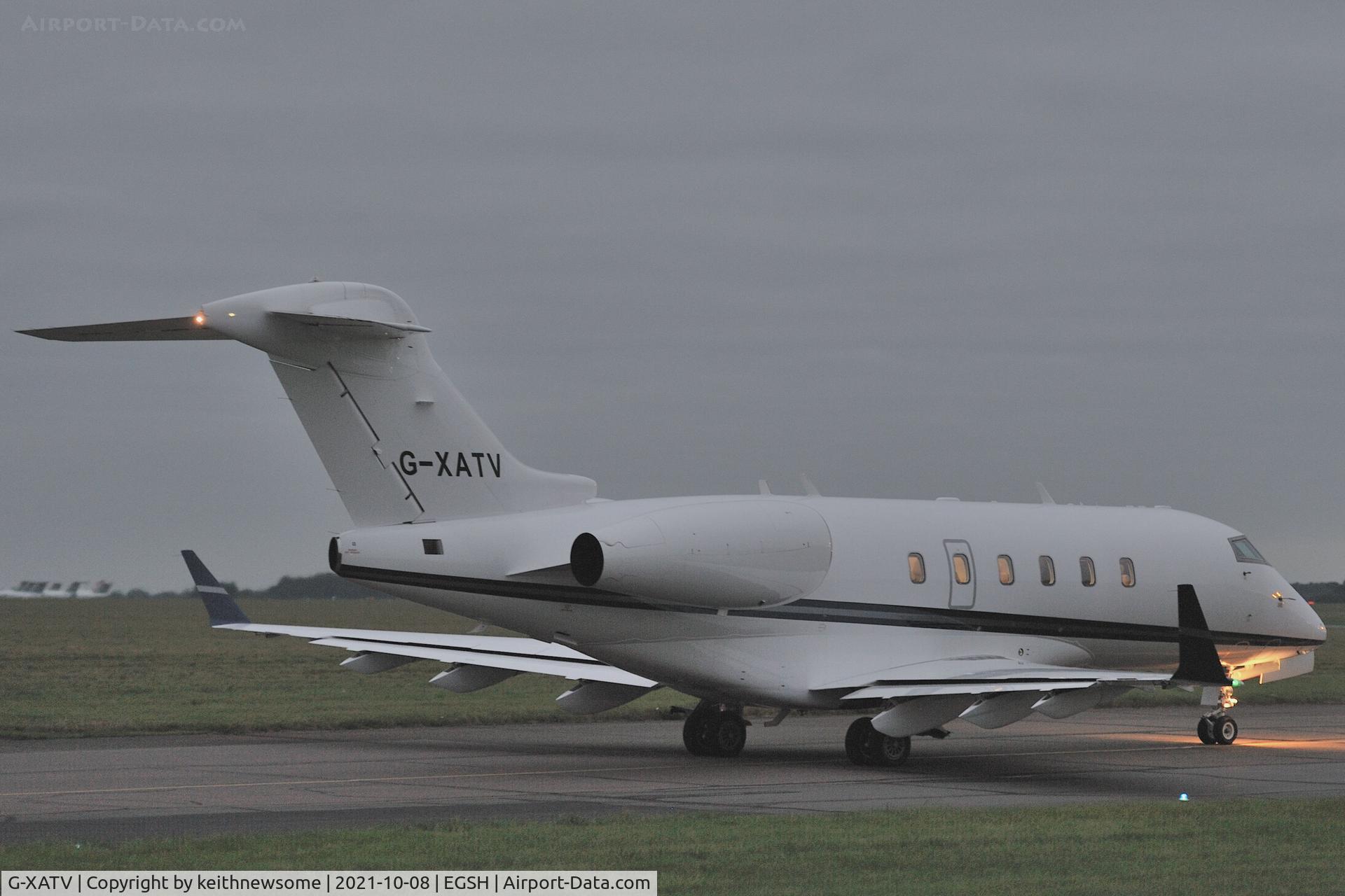 G-XATV, 2004 Bombardier Challenger 300 (BD-100-1A10) C/N 20030, Arriving at Norwich from Kerry, Ireland.