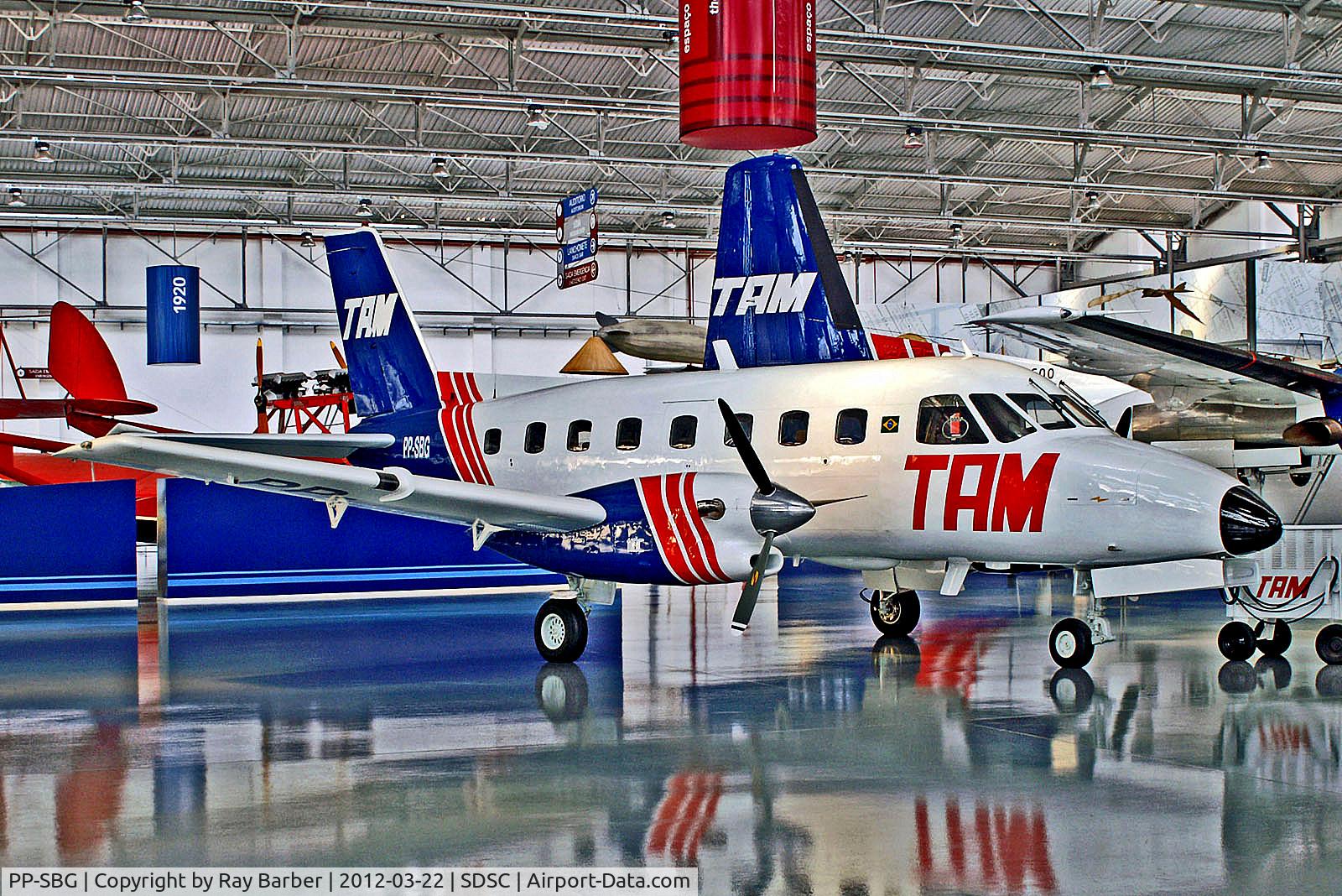 PP-SBG, 1974 Embraer EMB-110C Bandeirante C/N 110024, PP-SBG   Embraer EMB-110C Bandeirante [110024] (Ex TAM / Museu Asas de Um Sonho) Sao Carlos~PP 22/03/2012