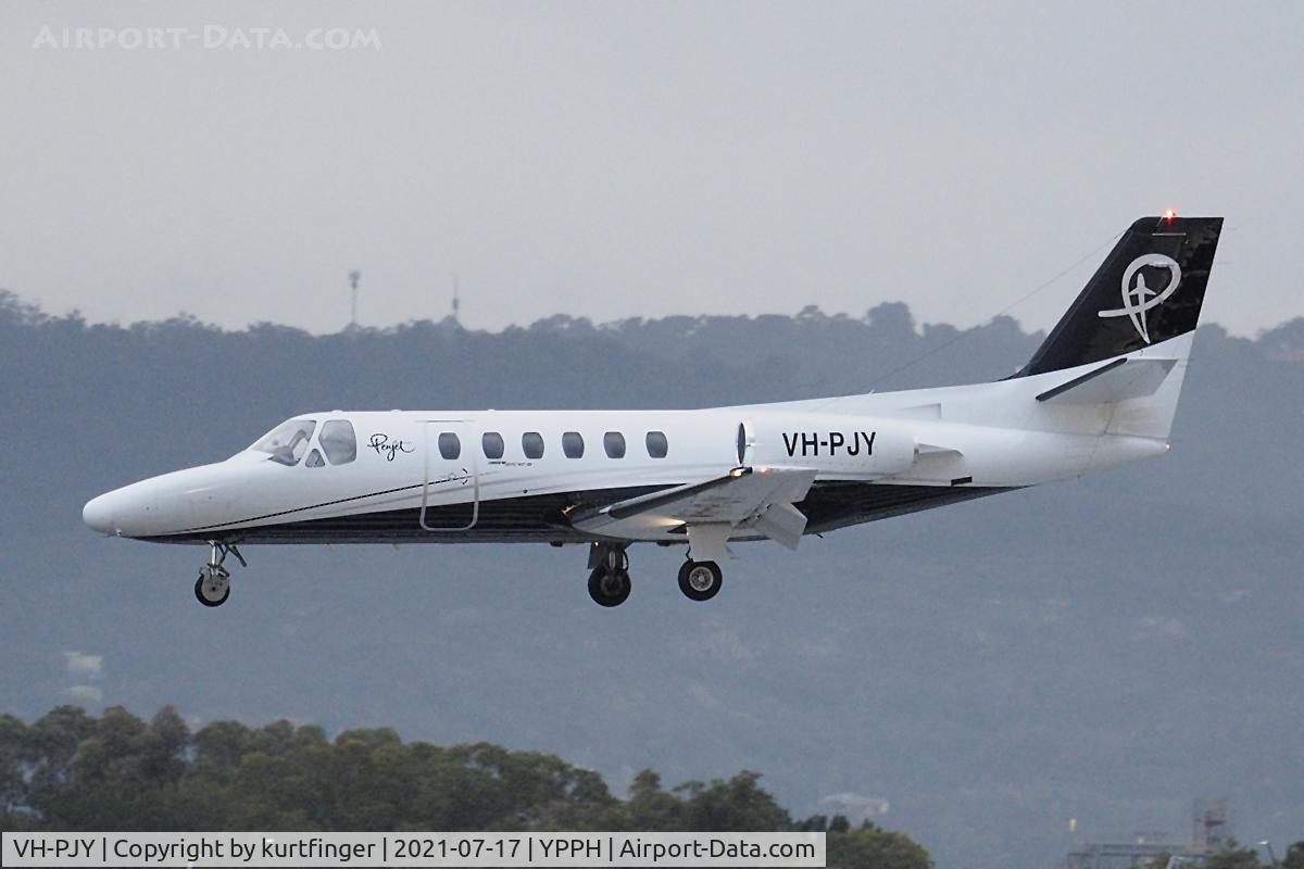 VH-PJY, 1980 Cessna 550 Citation II C/N 550-0141, Cessna 550 Citation II cn 550-0141. Penjet VH-PJY rwy 03 YPPH 17 July 2021