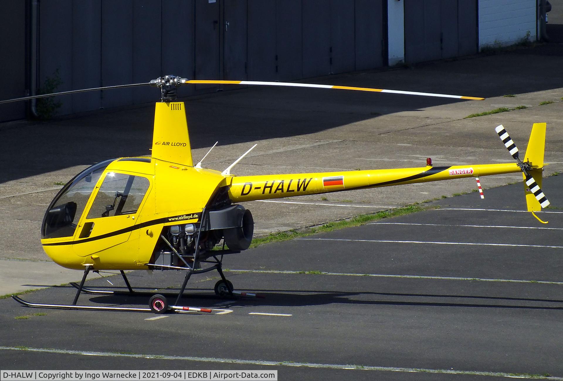 D-HALW, Robinson R22 Beta II C/N 3316, Robinson R22 Beta II of Air Lloyd at Bonn-Hangelar airfield during the Grumman Fly-in 2021