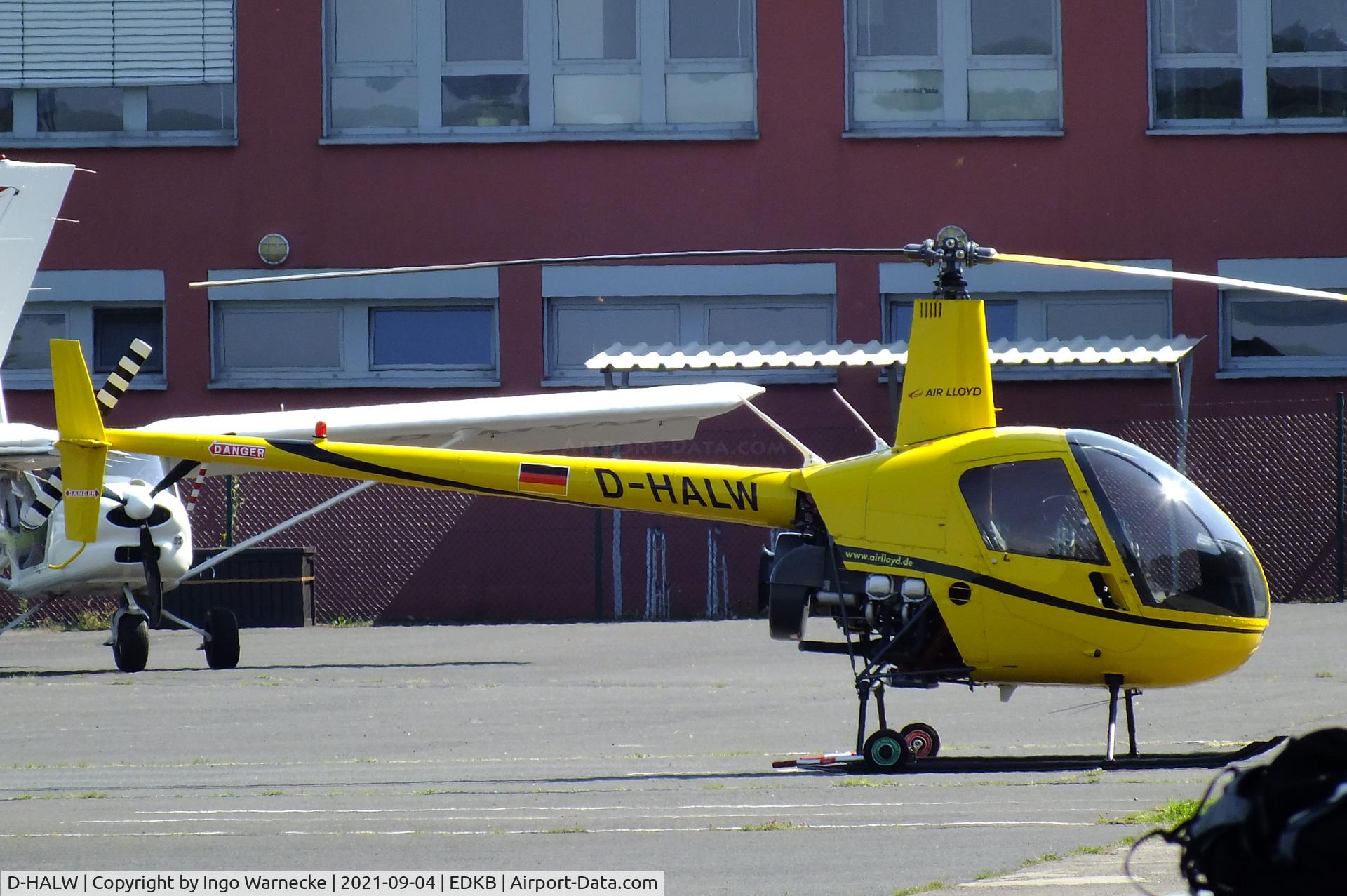 D-HALW, Robinson R22 Beta II C/N 3316, Robinson R22 Beta II of Air Lloyd at Bonn-Hangelar airfield during the Grumman Fly-in 2021