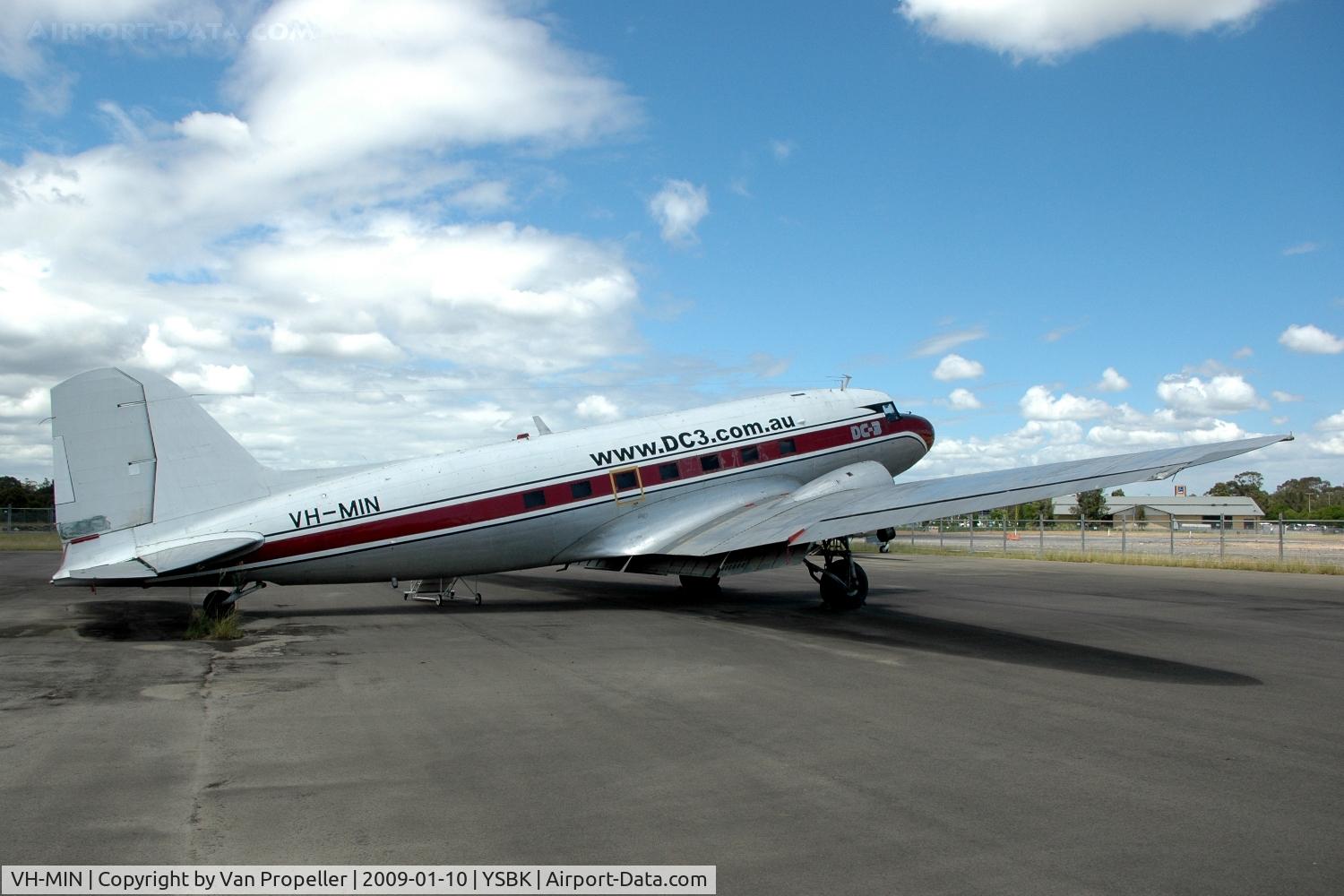 VH-MIN, 1942 Douglas DC3C-S1C3G (C-47A) C/N 13459, Douglas DC-3C on the platform of the Australian Aviation Museum at Bankstown airport, NSW, 2009