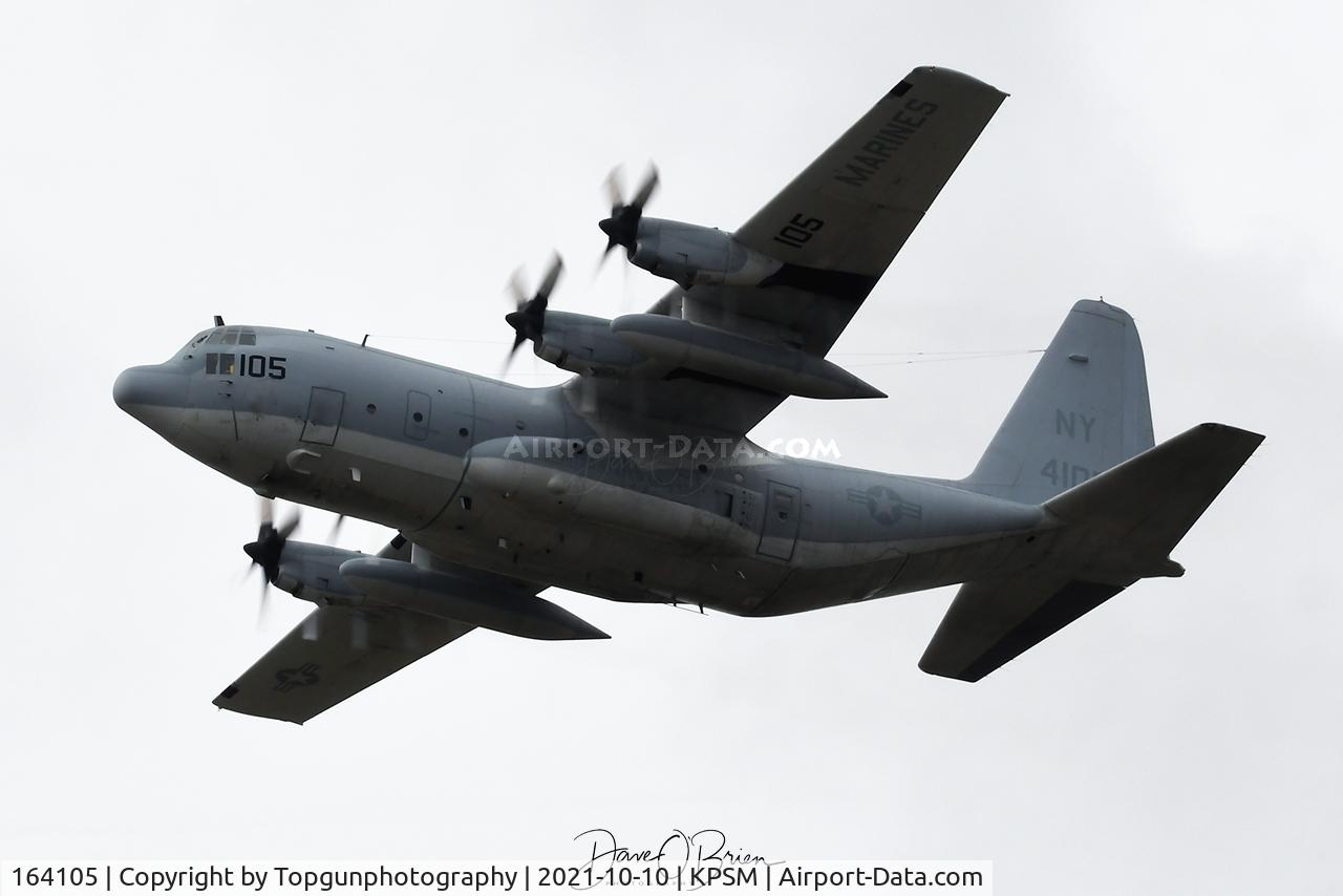 164105, 1987 Lockheed KC-130T Hercules C/N 382-5147, CONVOY3105 brought up a new engine for a herc stuck at PSM. Now heading home.
