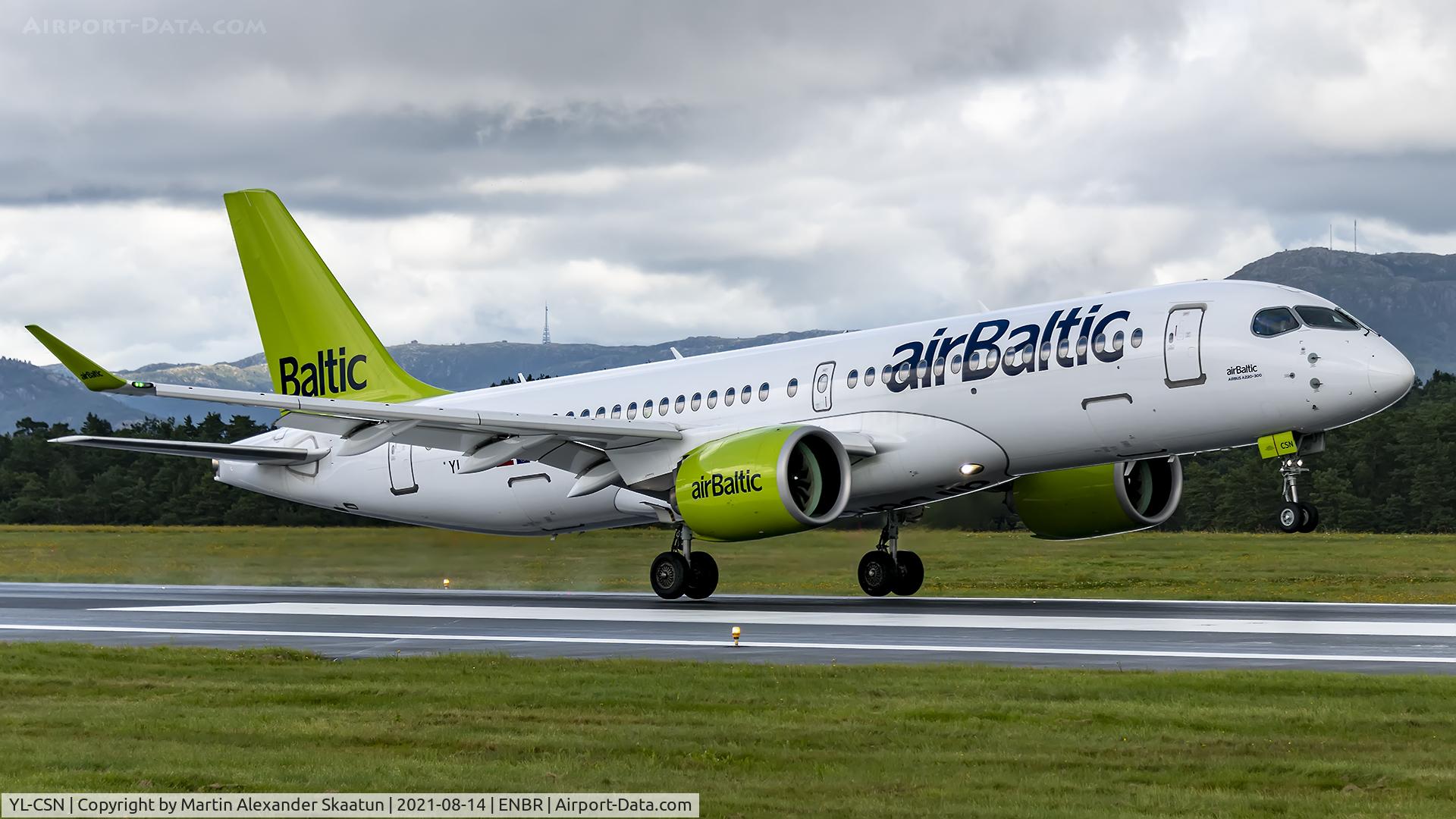 YL-CSN, 2018 Airbus A220-300 C/N 55043, Landing rwy. 17.