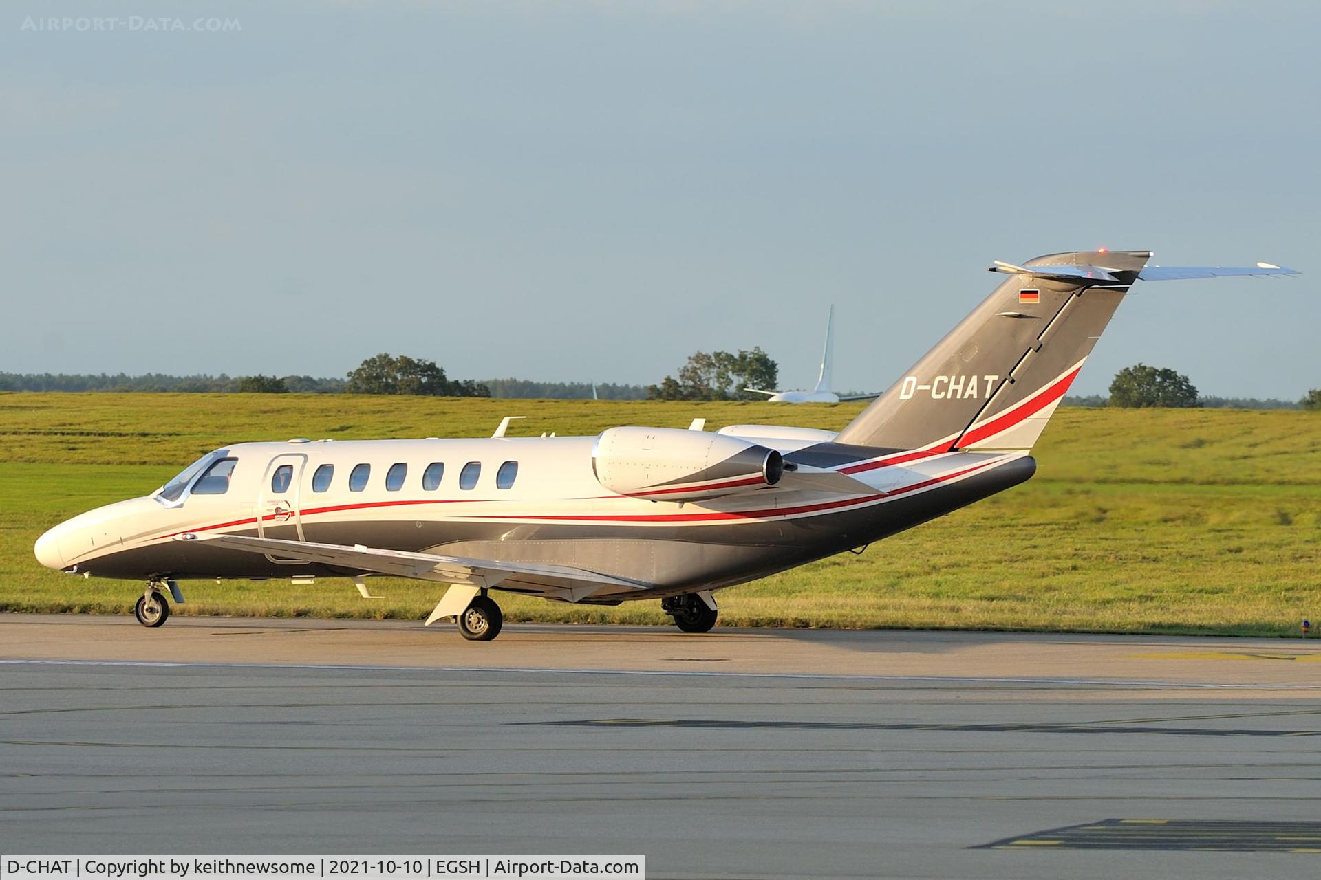 D-CHAT, Cessna 525B CitationJet CJ3+ C/N 525B0640, Arriving at Norwich.