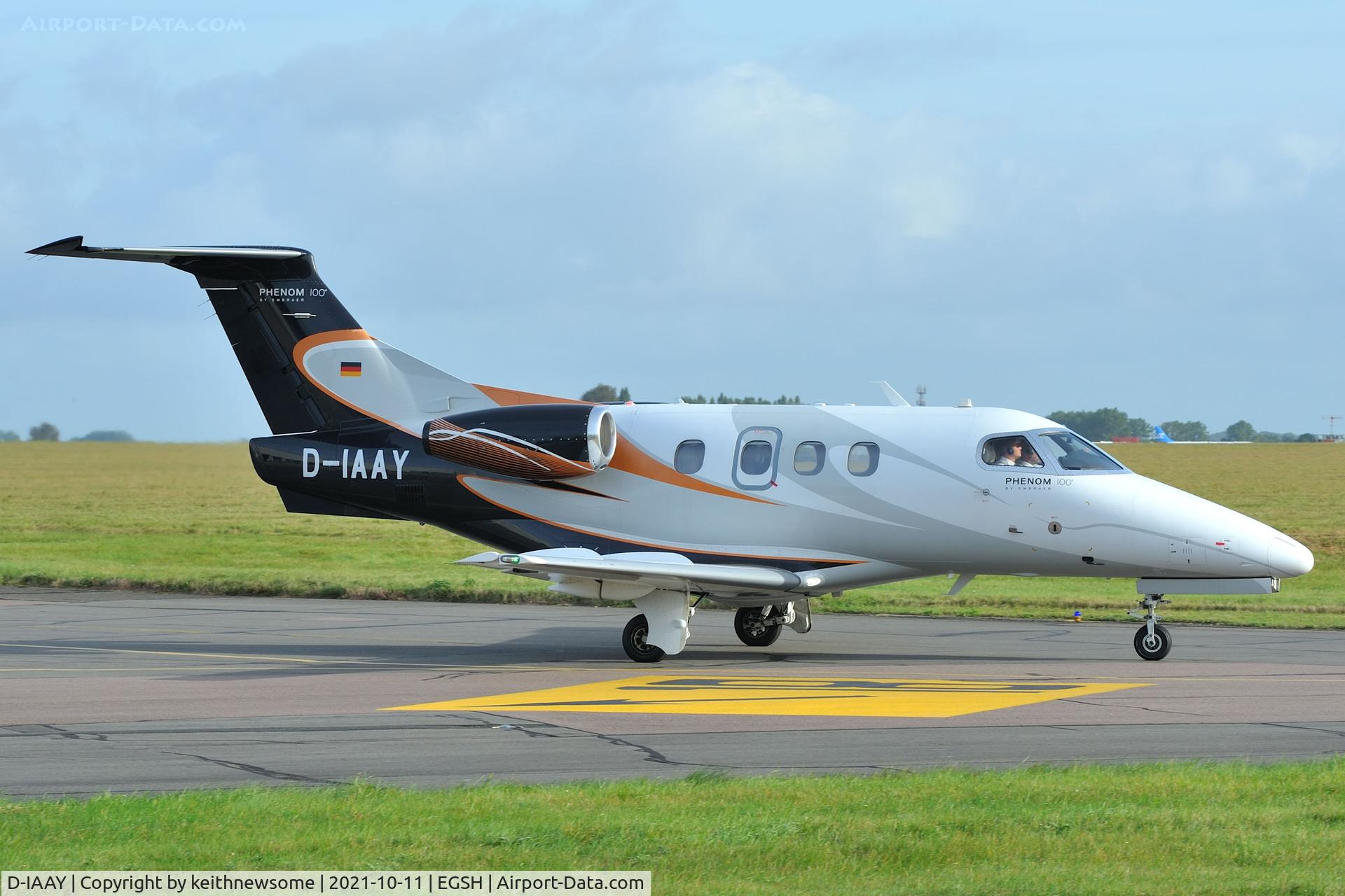 D-IAAY, 2011 Embraer EMB-500 Phenom 100 C/N 50000243, Leaving Norwich.