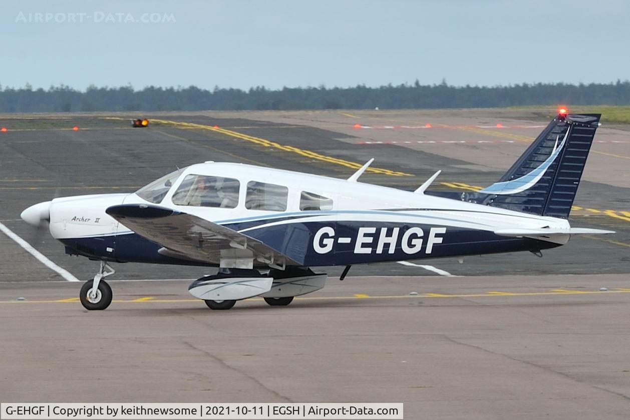 G-EHGF, 1976 Piper PA-28-181 Cherokee Archer II C/N 28-7790188, Arriving at Norwich.