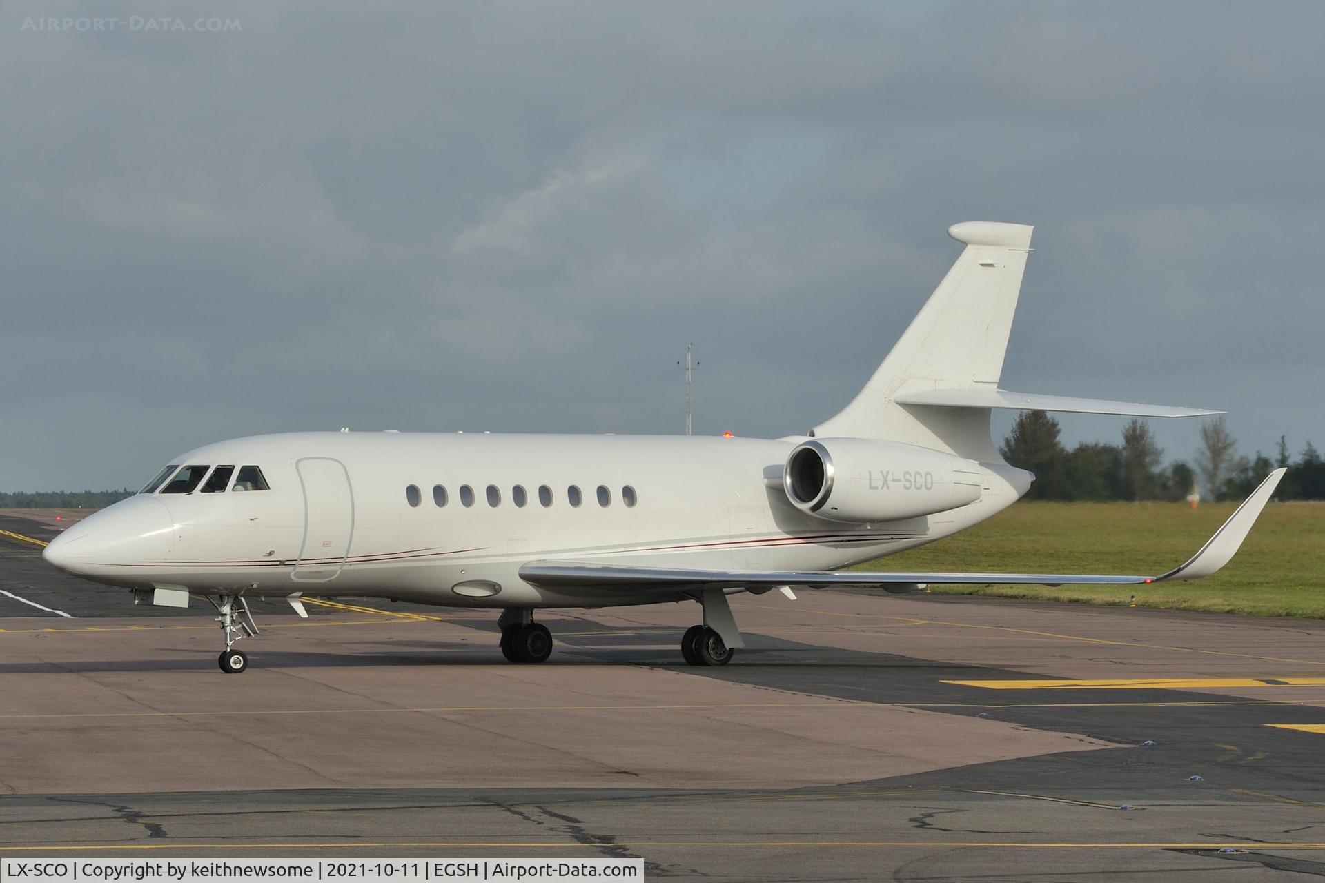 LX-SCO, Dassault Falcon 2000LX C/N 111, Arriving at Norwich,