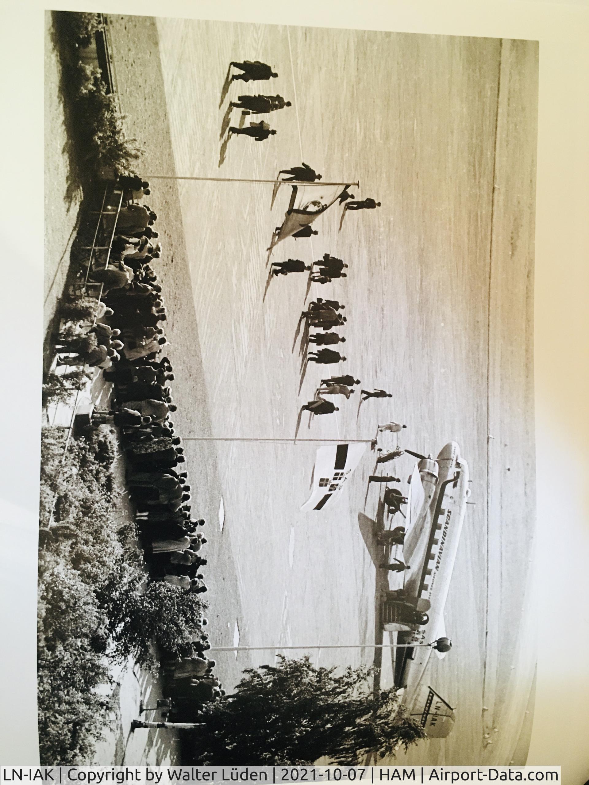 LN-IAK, 1942 Douglas DC-3A (C-53D) C/N 7353, LN-IAK, 1952, Flughafen Hamburg-Fuhlsbüttel. Photographed by Walter Lüden, while he worked at the airfield. The picture is from his book 