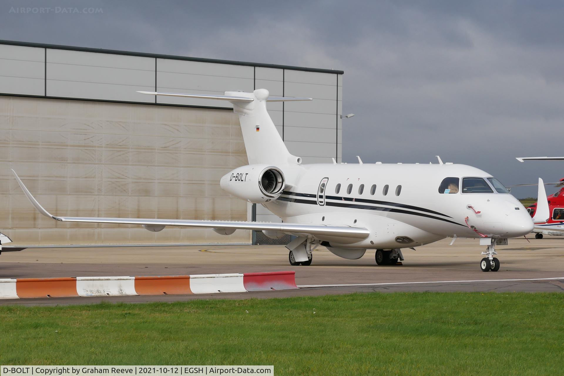 D-BOLT, 2020 Embraer EMB-550 Praetor 600 C/N 55020144, Parked at Norwich.