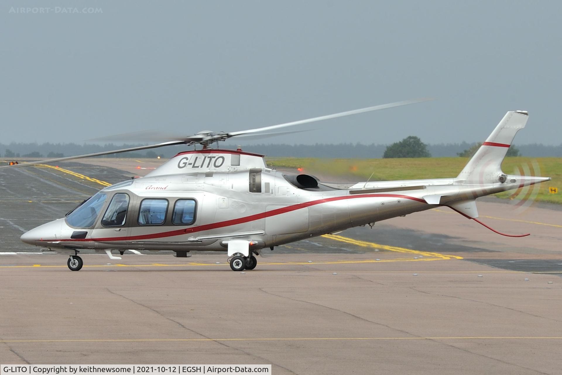 G-LITO, 2006 Agusta A109S Grand C/N 22015, Arriving at Norwich from Bristol.