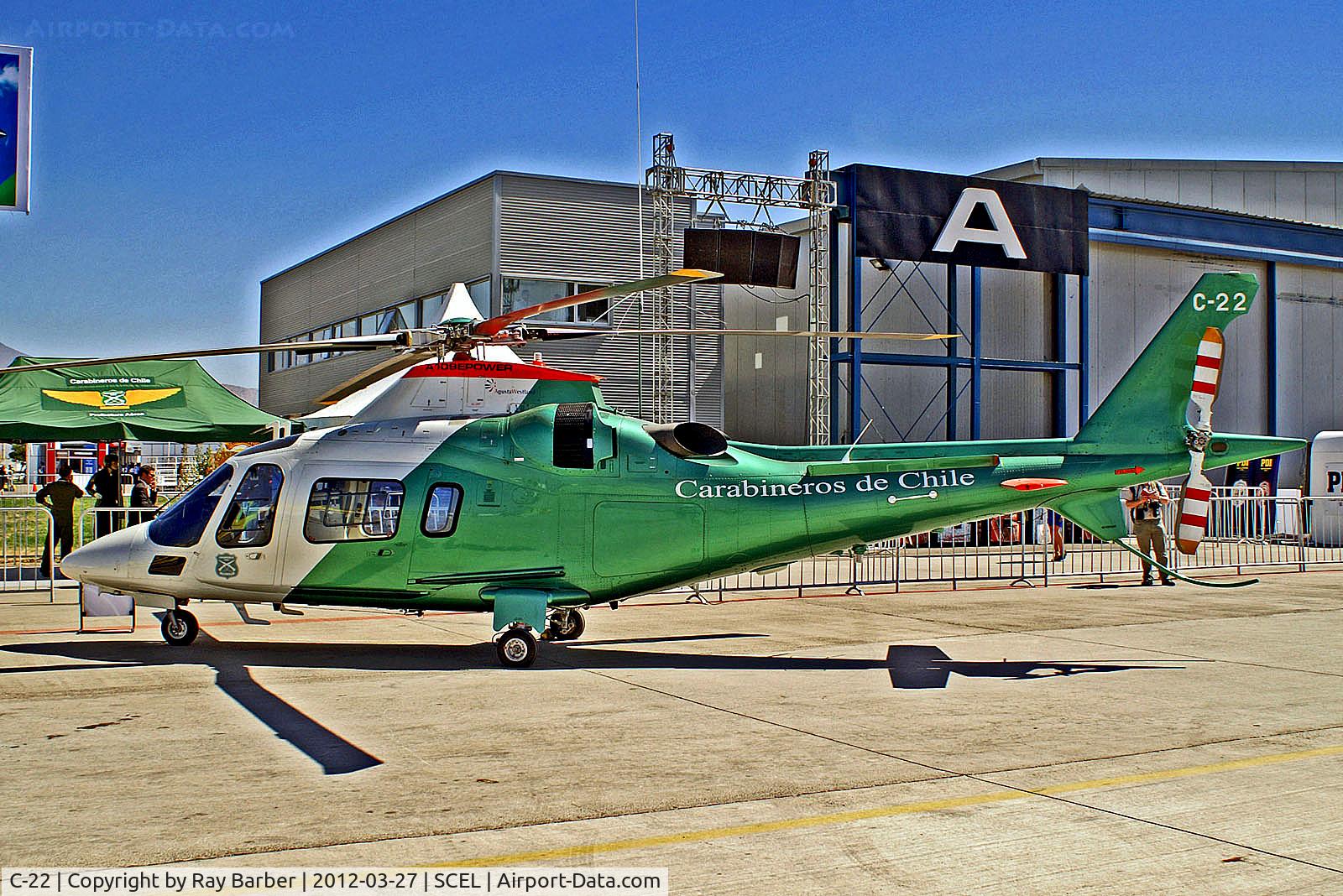 C-22, 2007 Agusta A-109E Power C/N 11697, C-22   Agusta A.109E Power [11697] (Chilean Carabineros) Santiago-Arturo Merino Benitez Int'l~CC 27/03/2012