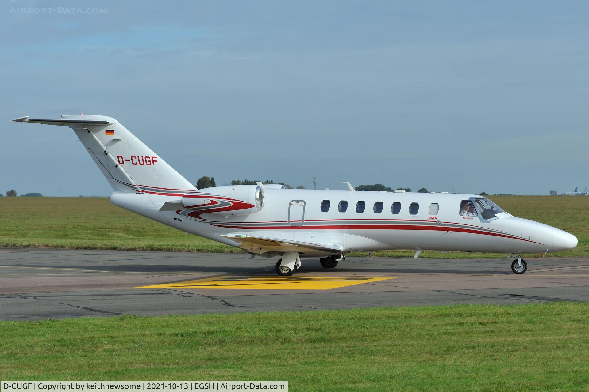 D-CUGF, 2015 Cessna 525B CitationJet CJ3 C/N 525B-0479, Leaving Norwich for Bremen, Germany.