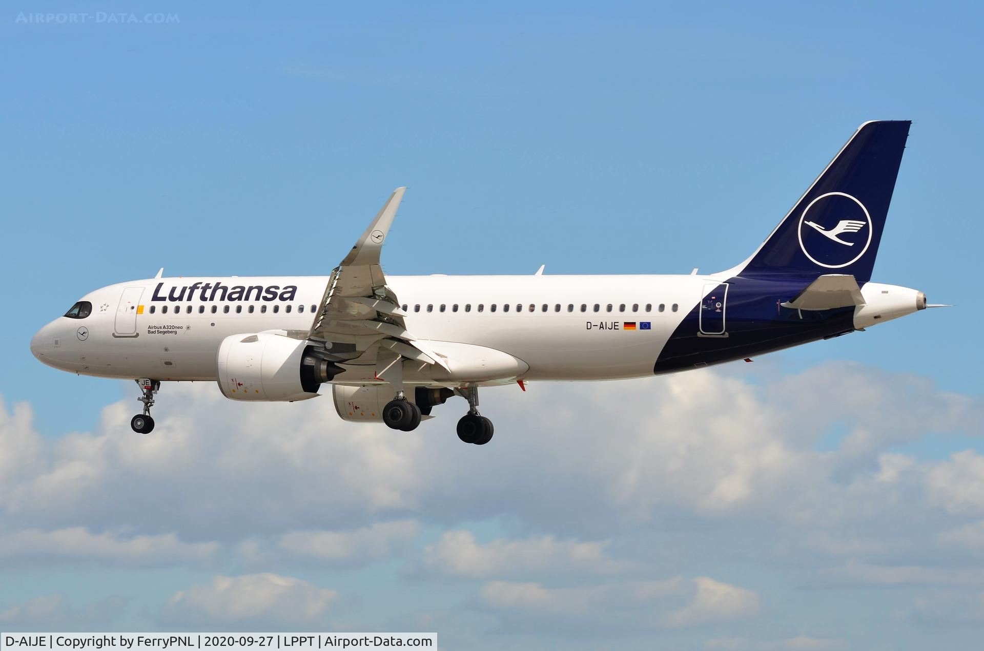D-AIJE, 2021 Airbus A320-271N C/N 10360, Lufthansa A320N landing in LIS
