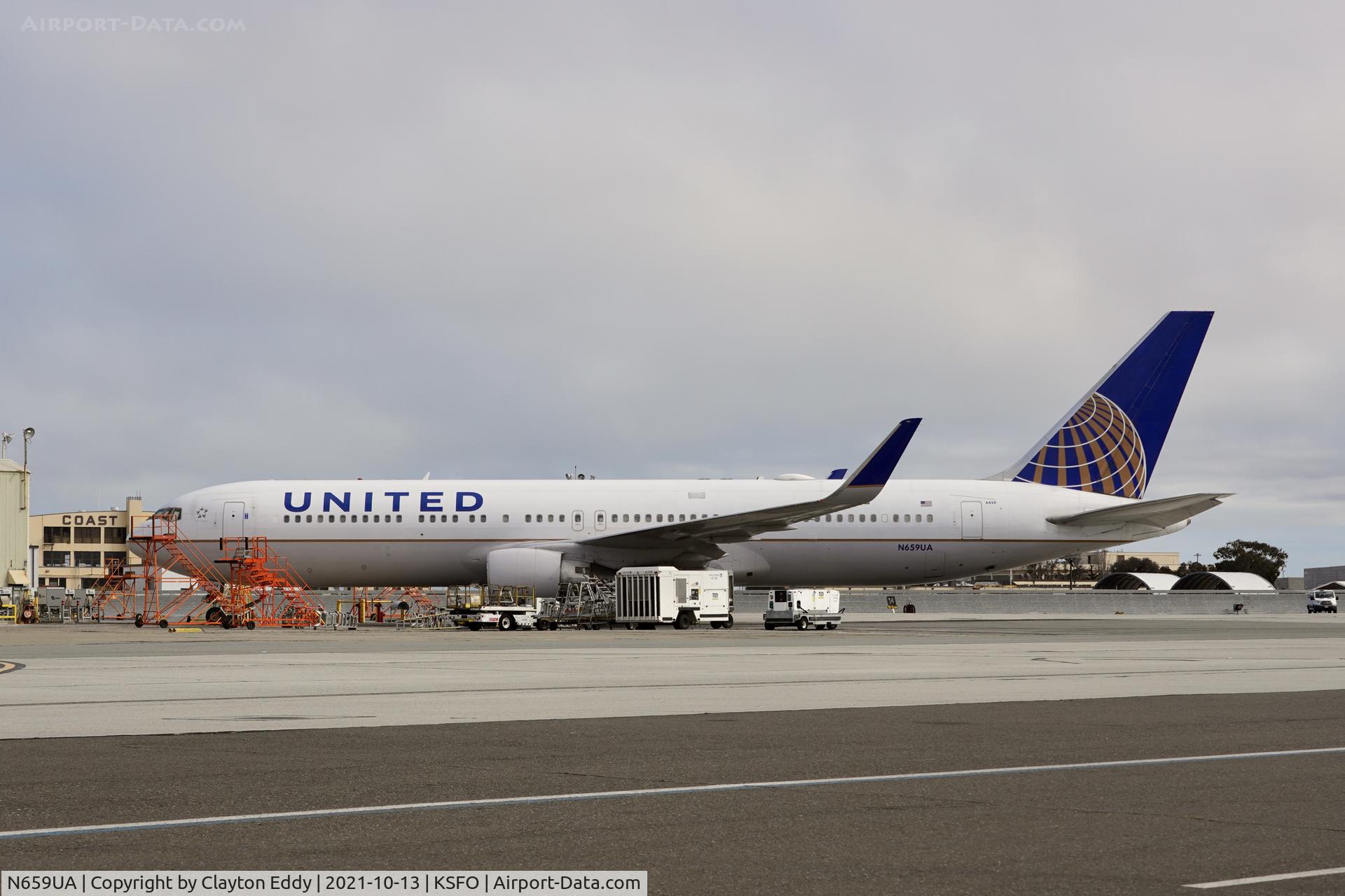 N659UA, 1993 Boeing 767-322 C/N 27114, SFO 2021.