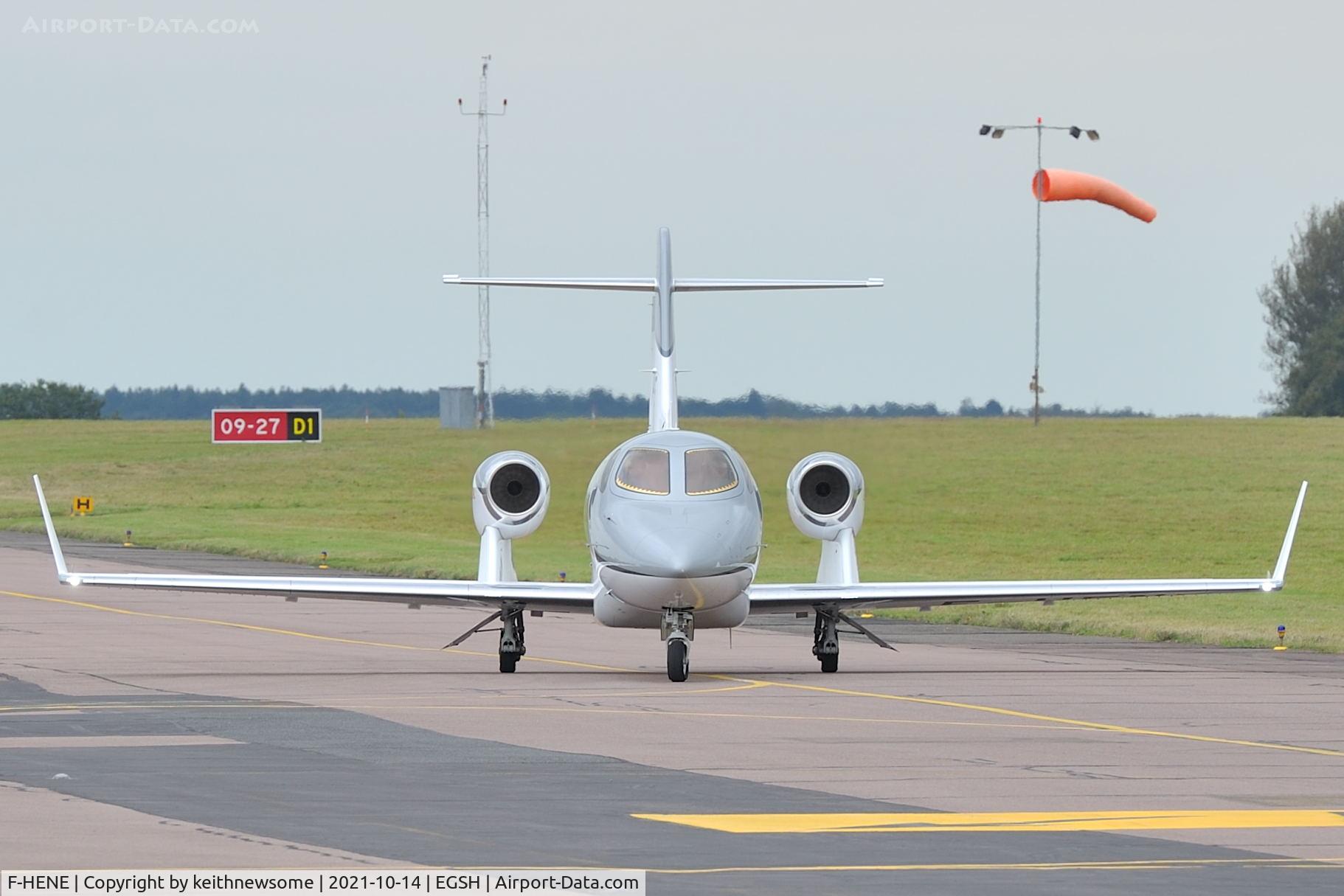 F-HENE, 2016 Honda HA-420 HondaJet C/N 42000045, Arriving at Norwich from Ibiza.