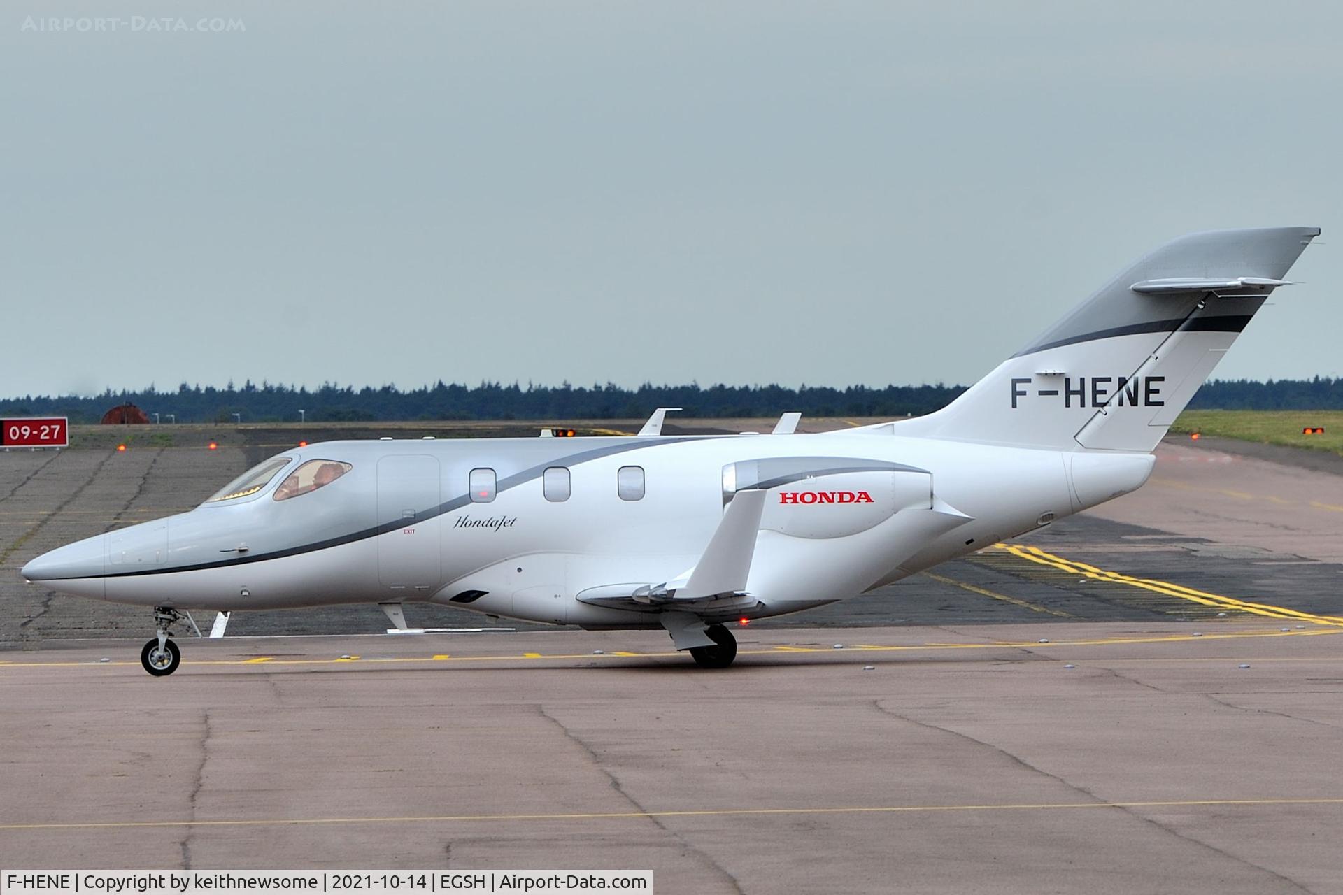 F-HENE, 2016 Honda HA-420 HondaJet C/N 42000045, Arriving at Norwich from Ibiza.