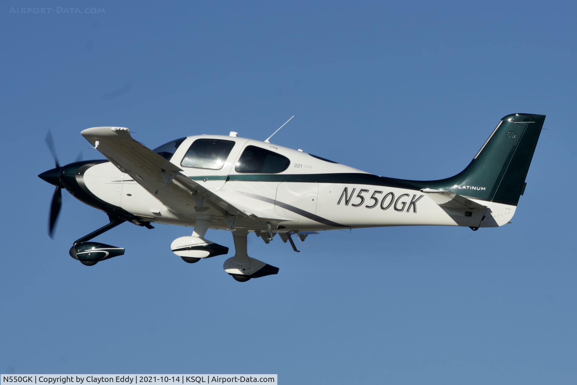 N550GK, 2014 Cirrus SR22T C/N 0805, San Carlos airport California 2021.