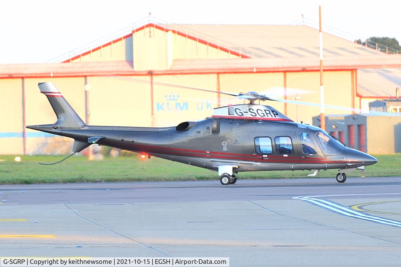 G-SGRP, 2011 AgustaWestland AW-109SP Grand New C/N 22236, Arriving at Norwich.