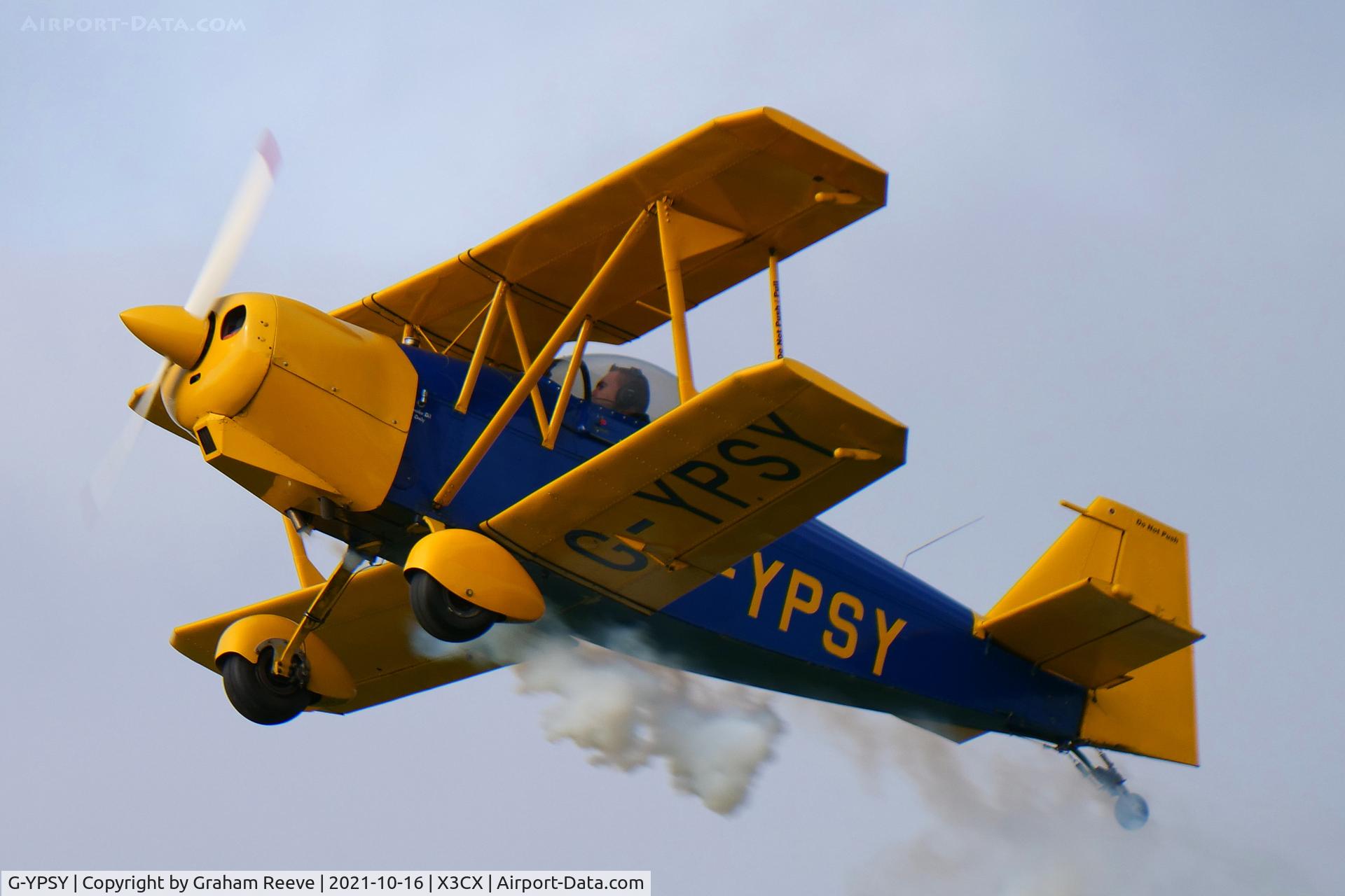 G-YPSY, 1988 Andreasson BA-4B C/N PFA 038-10352, Departing from Northrepps.