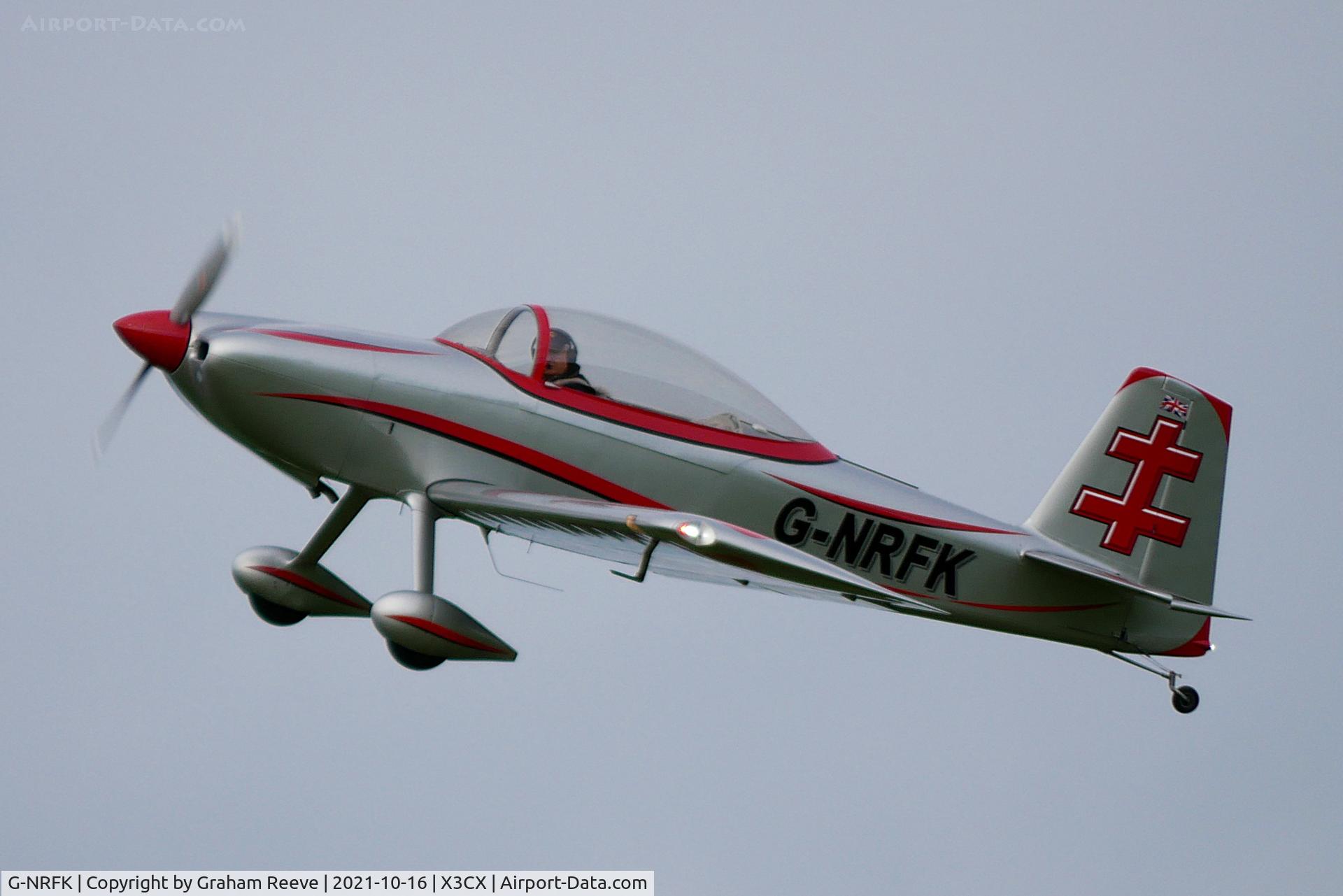 G-NRFK, 2013 Vans RV-8 C/N PFA 303-14135, Departing from Northrepps.