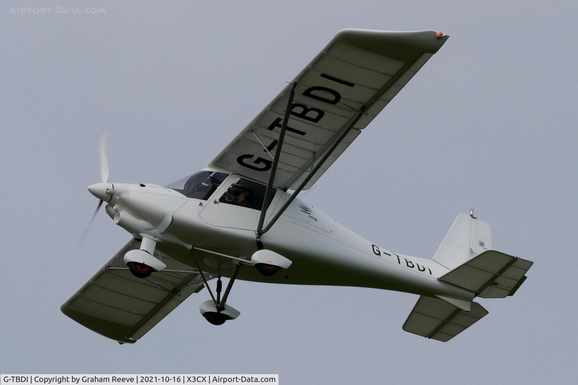 G-TBDI, 2019 Comco Ikarus C42 FB100 Bravo C/N 1910-7579, Departing from Northrepps.