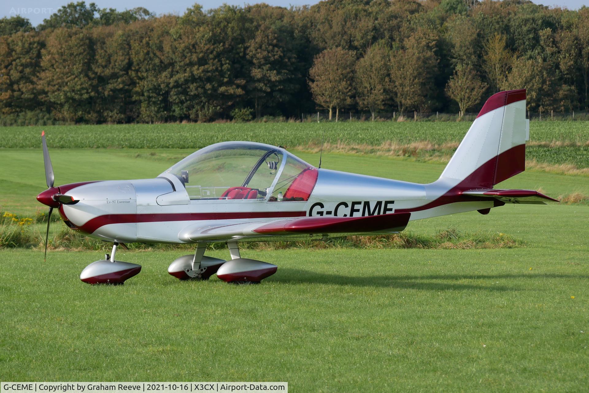 G-CEME, 2007 Aerotechnik EV-97 Eurostar C/N PFA 315-14632, Just landed at Northrepps.