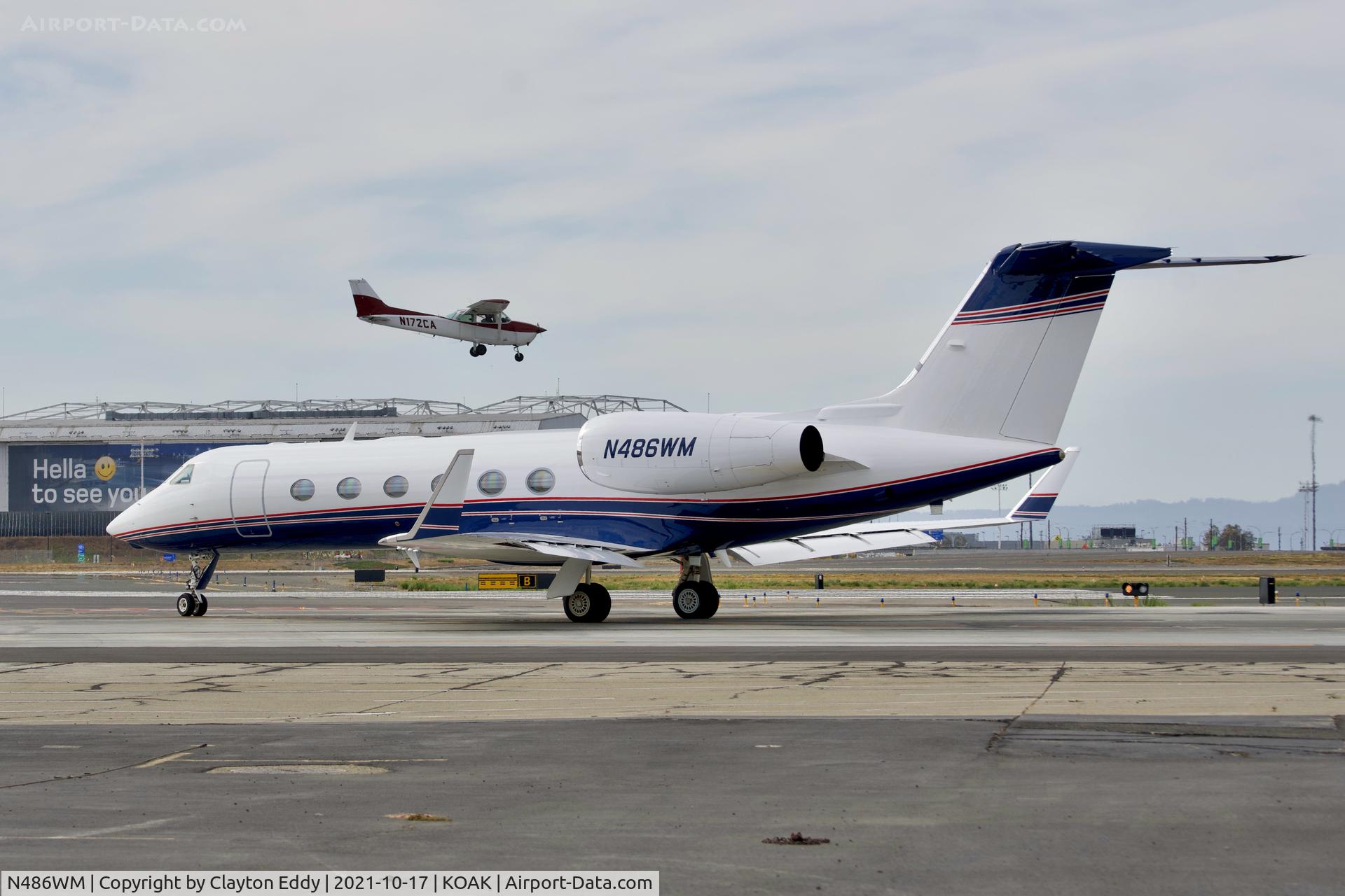 N486WM, 2007 Gulfstream Aerospace GIV-X (350) C/N 4086, North Field Oakland airport 2021.