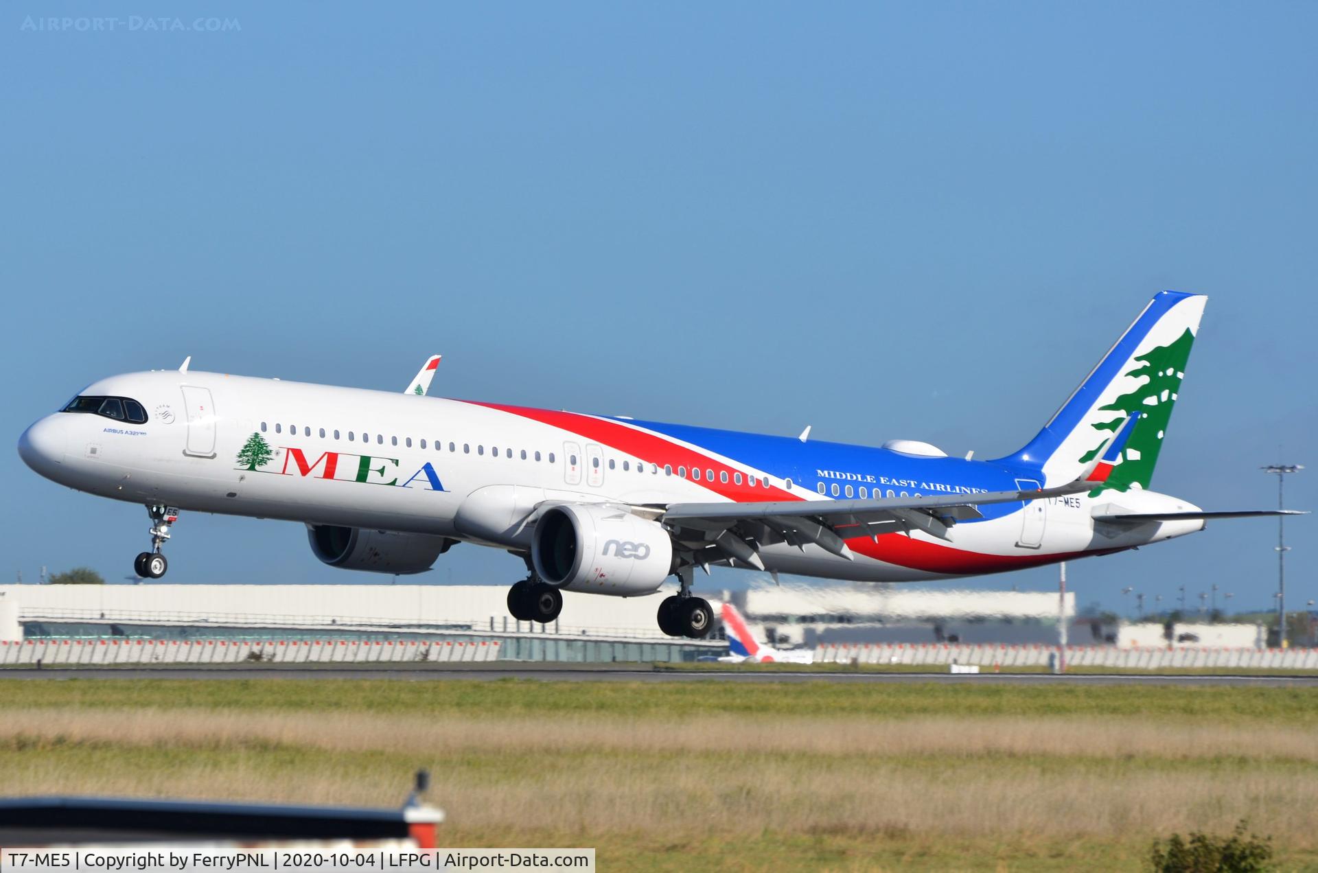 T7-ME5, 2020 Airbus A321-271NX C/N 10147, MEA A321N landing in CDG