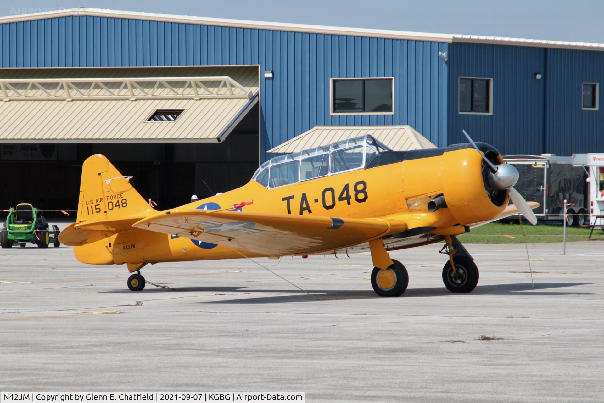 N42JM, North American T-6G Texan C/N 182-735, Parked on the ramp during the Stearman fly-in