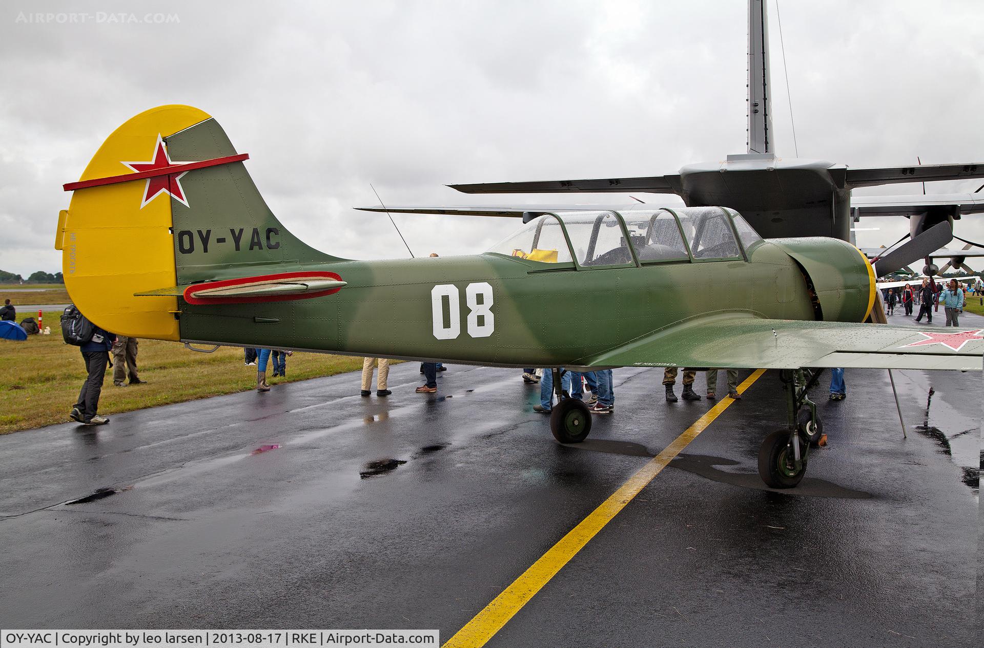 OY-YAC, 1995 Yakovlev (Aerostar) Yak-52 C/N 9511904, Roskilde Air Show 17.8.2013